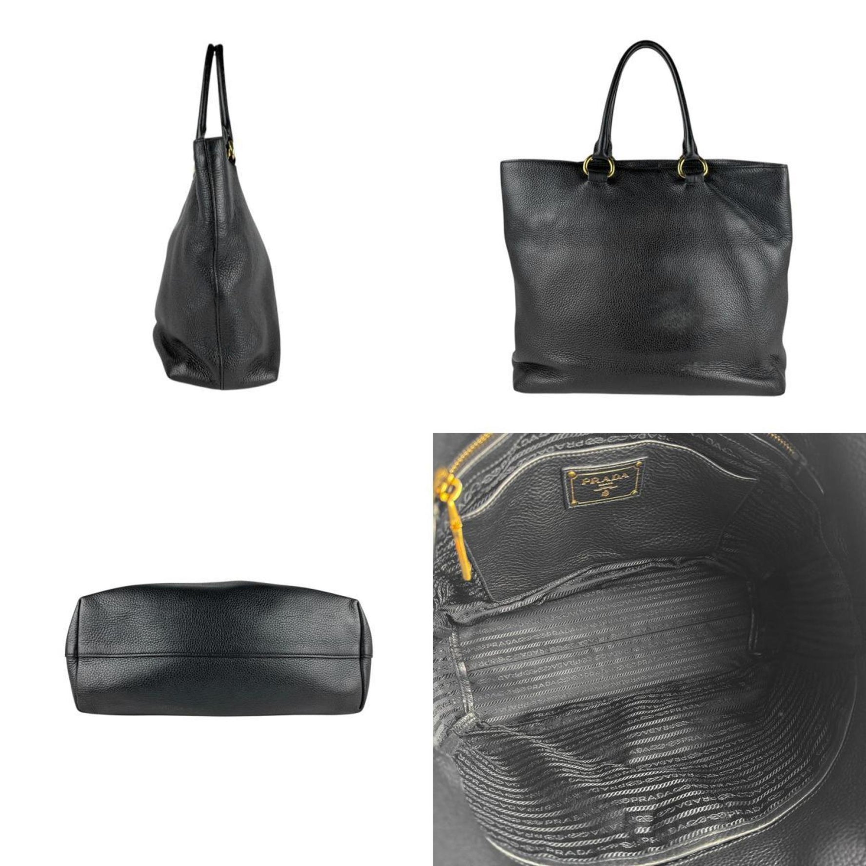 PRADA handbag shoulder bag leather gold men women