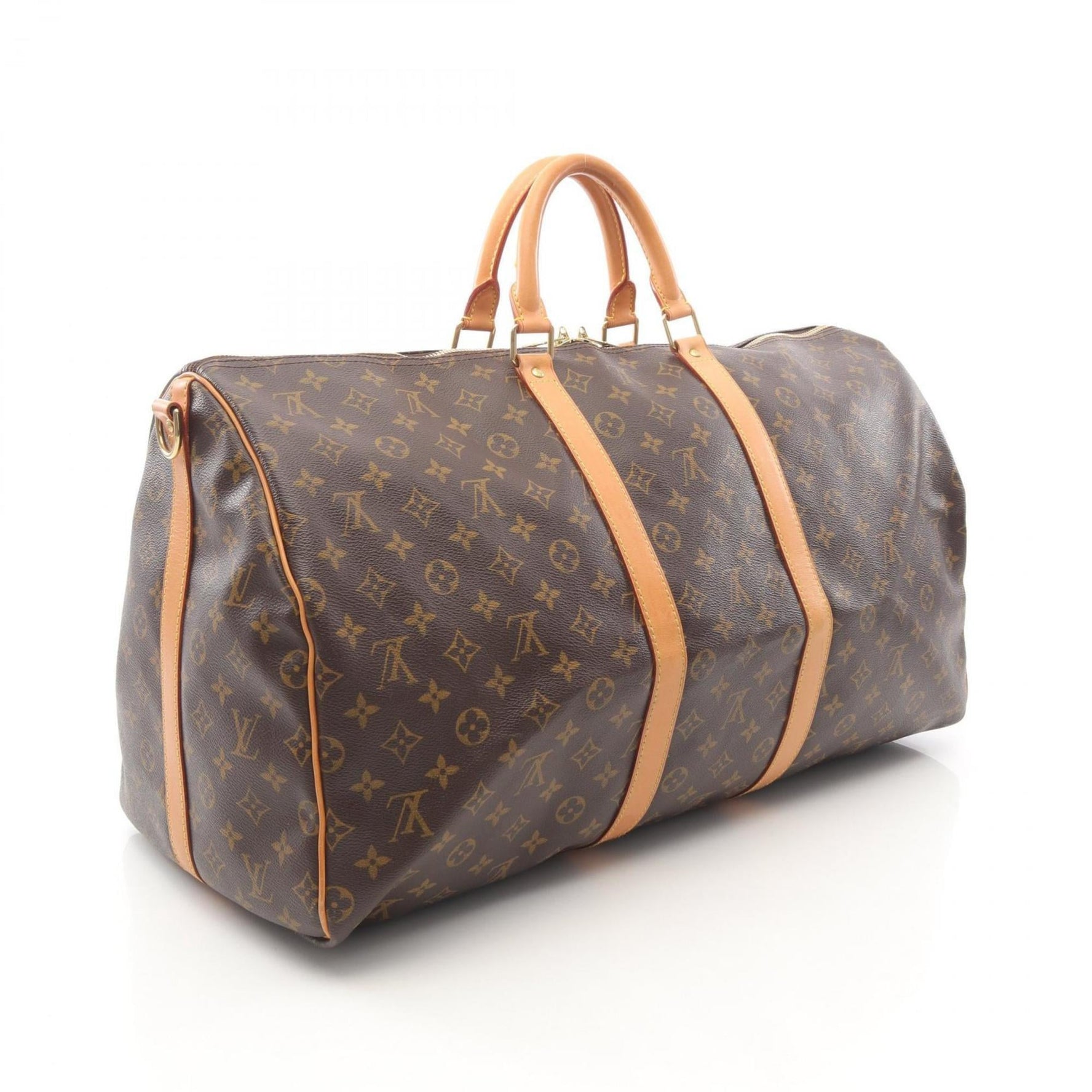 Louis Vuitton Keepall Bandouliere 55 Monogram Boston Bag in Coated Canvas and Leather, Brown, Women