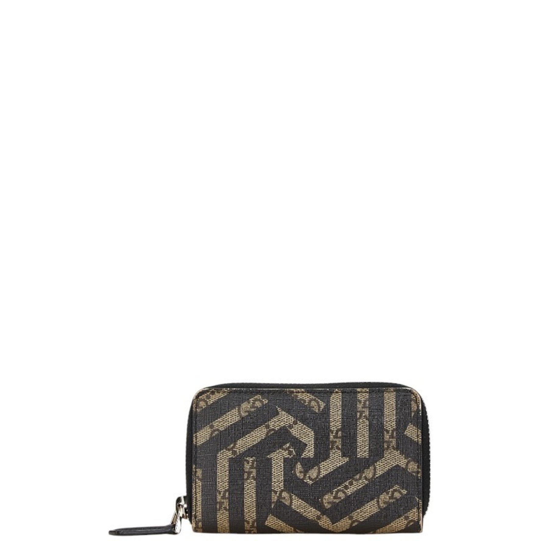 Gucci Coin Case Black Beige PVC Leather