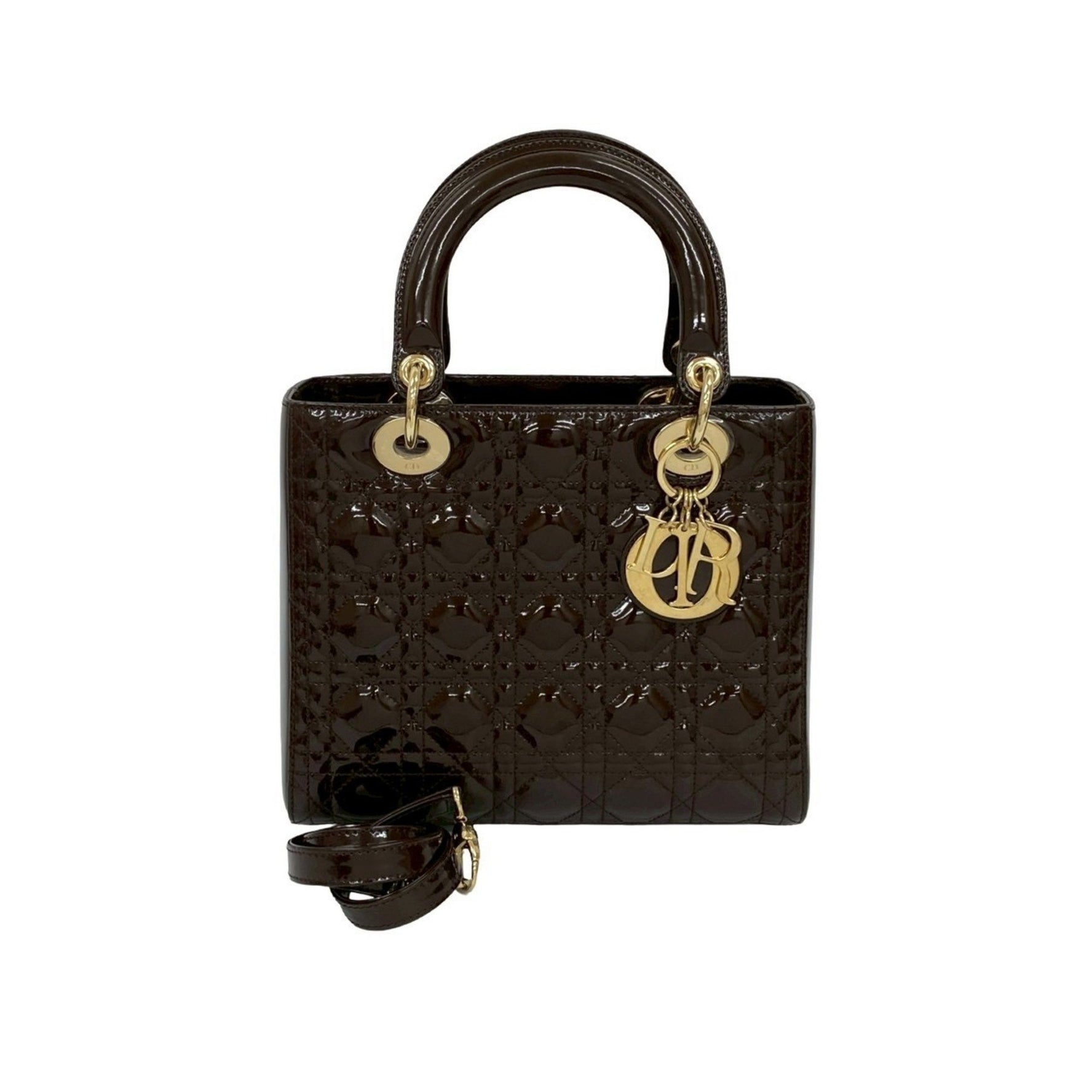 Christian Dior Lady Cannage Patent Leather Handbag/Shoulder Bag