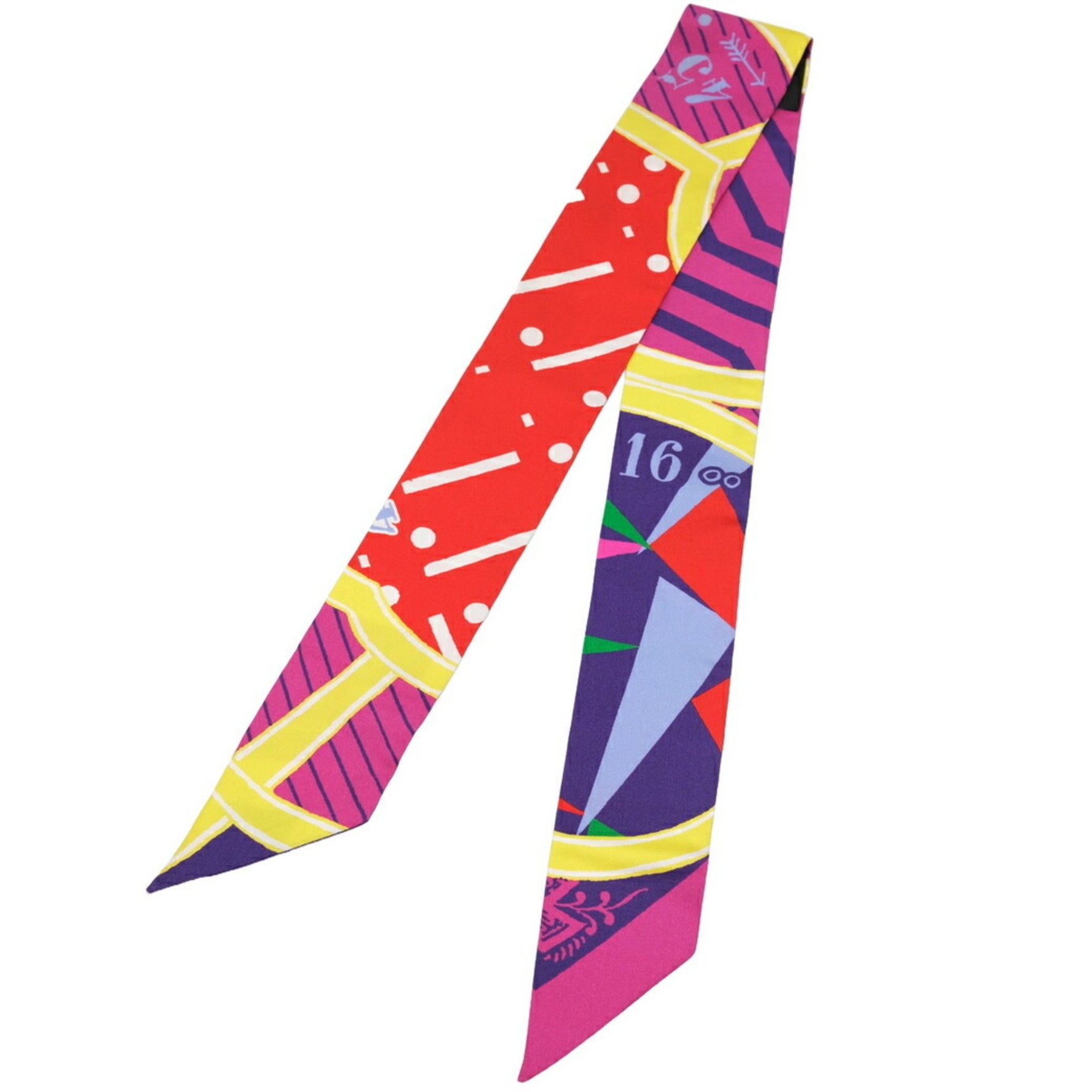 HERMES Scarf/Muffler Twilly Silk Game JEU DE SOIE UNIFORME 100% Multicolor Purple Red