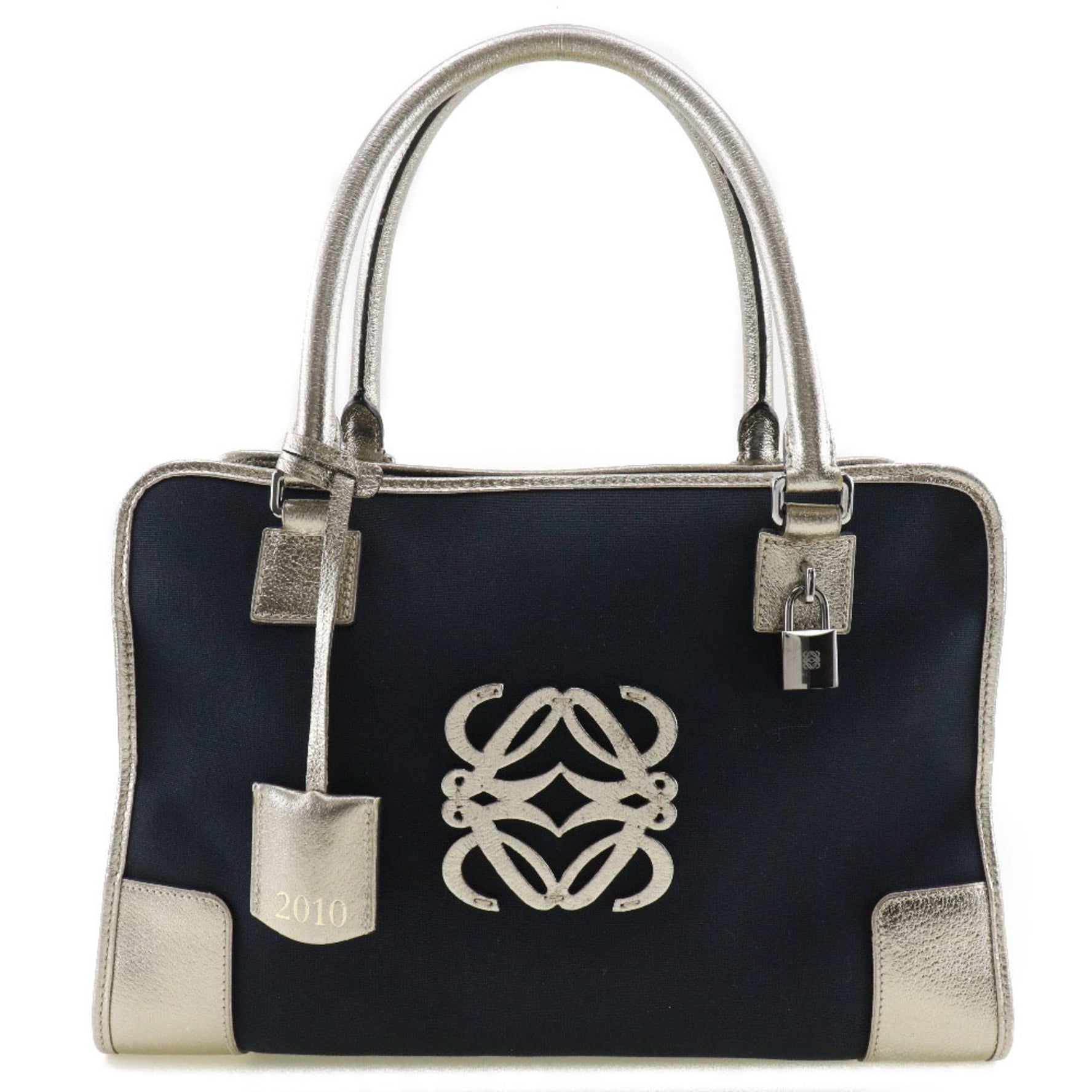 Loewe Amazona 36 Boston Bag 2010 Canvas x Leather Blue Handbag