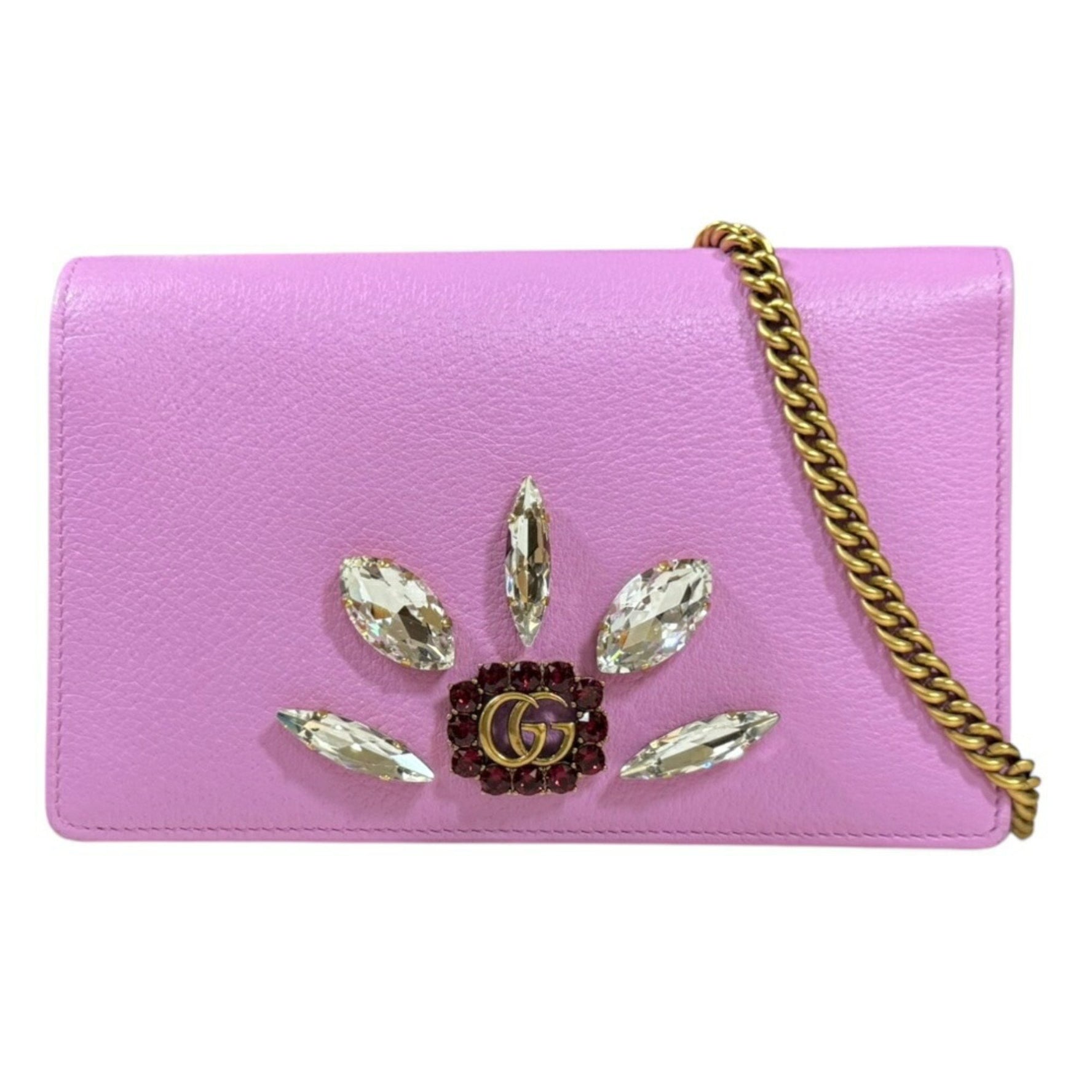 Gucci Crystal Jewel GG Marmont Shoulder Bag, Leather Chain Wallet