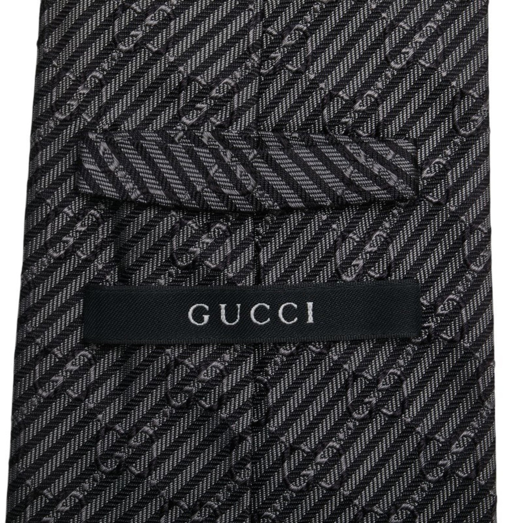 Gucci Interlocking G Stripe Tie in Gray and Black Silk
