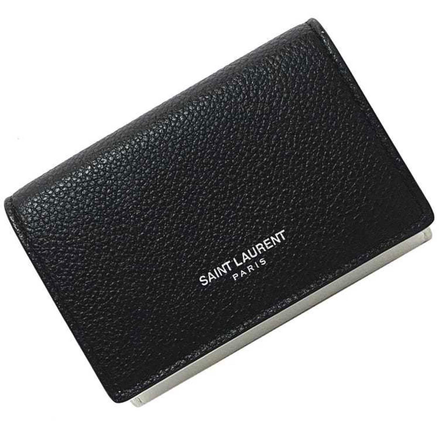 Saint Laurent Trifold Wallet Black White Bicolor Leather Monotone