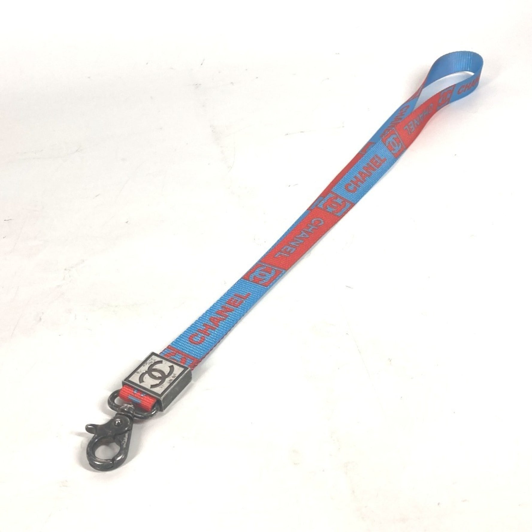CHANEL CC Coco Mark Necklace Strap Nylon Canvas Blue