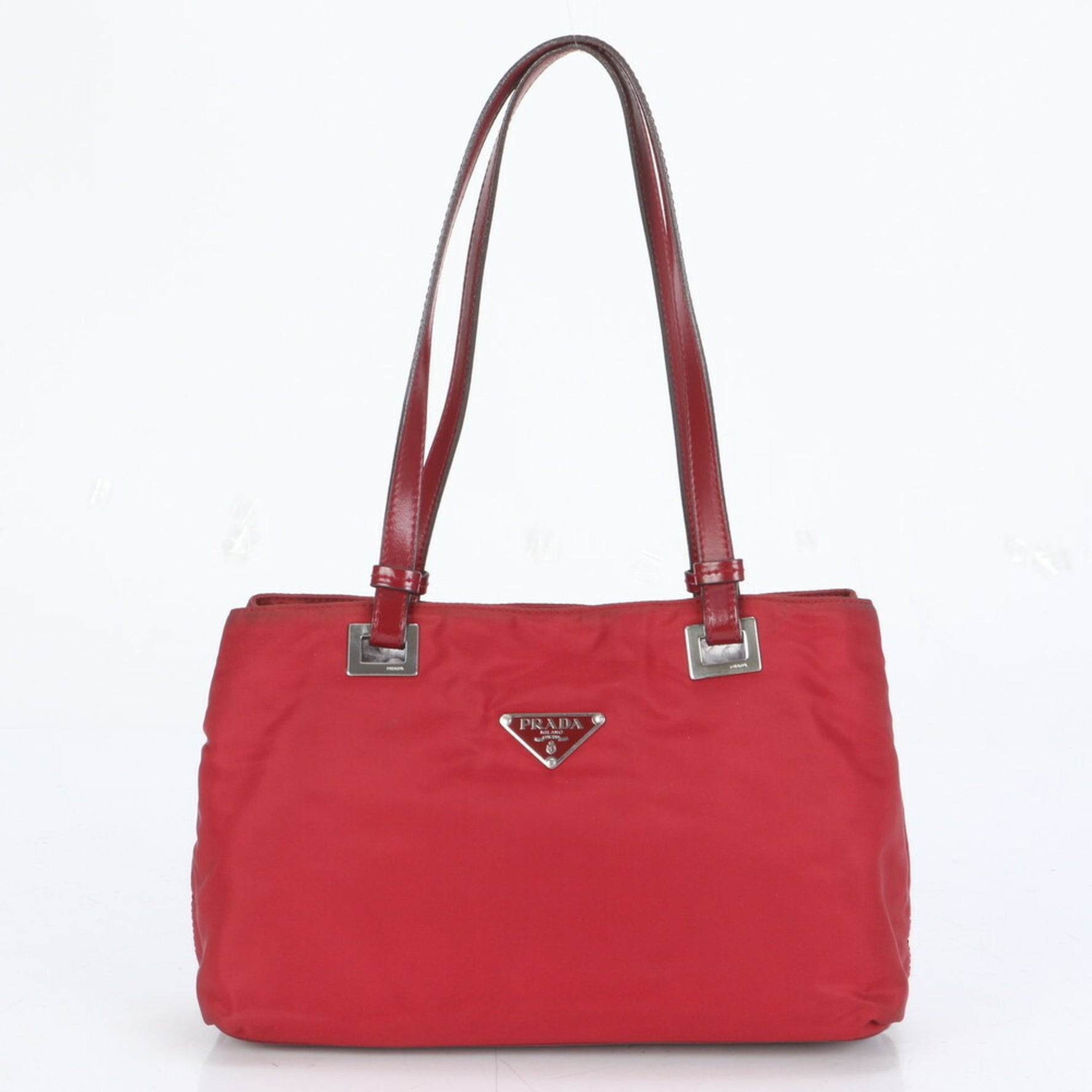 Prada Tessuto Nylon Triangle Leather Shoulder Bag Tote Handbag Women's