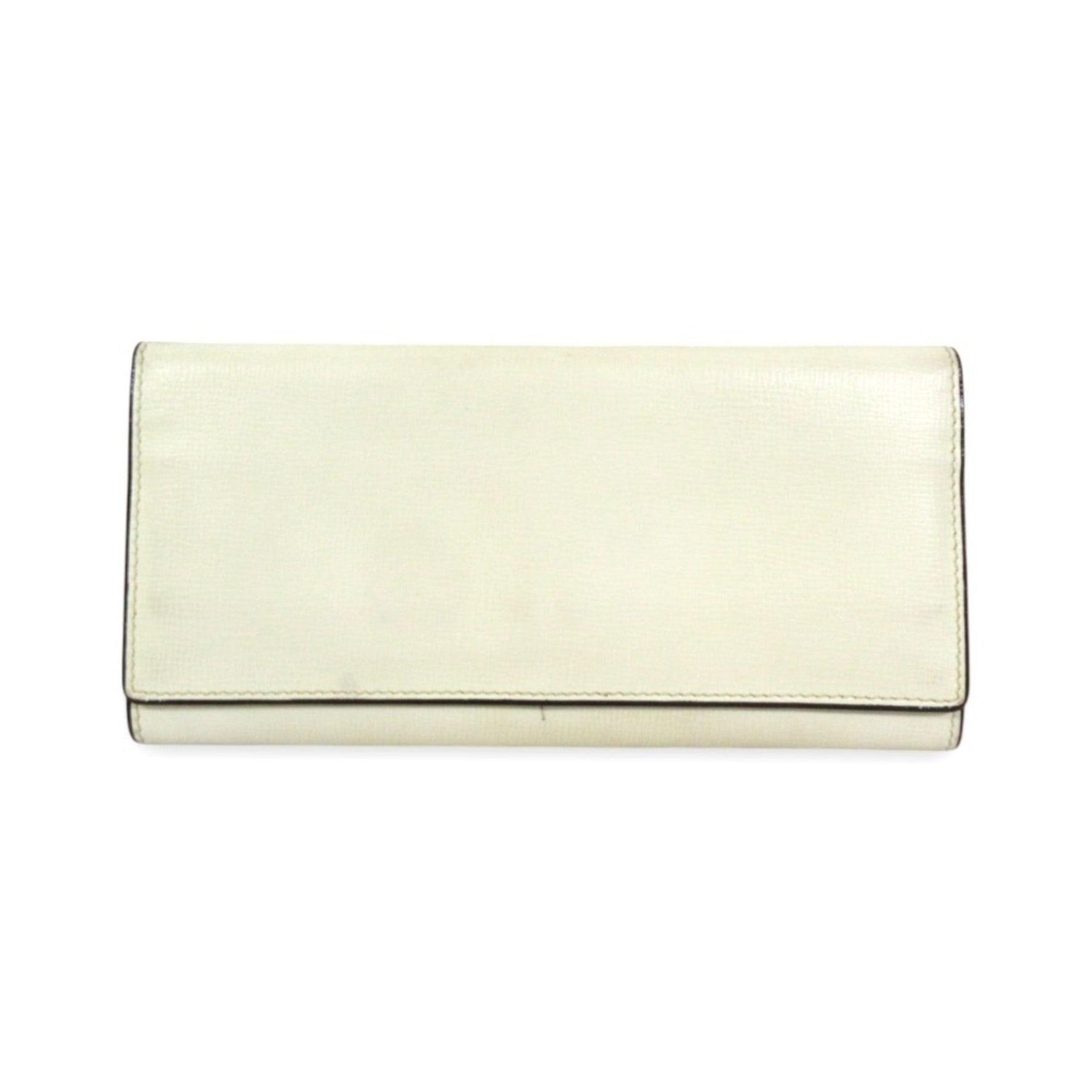 Valextra Leather Bi-fold Long Wallet White Women's