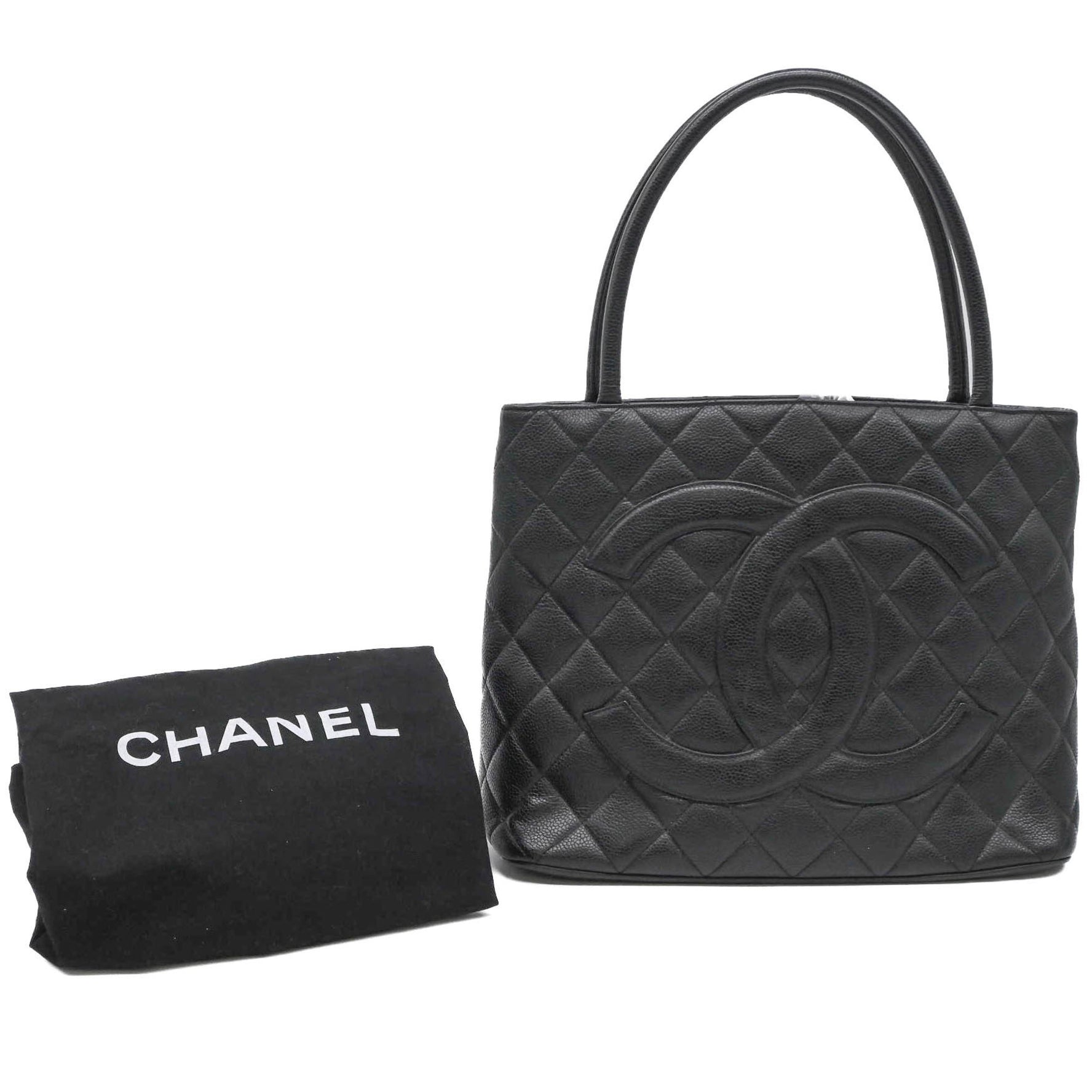 CHANEL Caviar Skin Reproduction Tote Bag Handbag Coco Mark