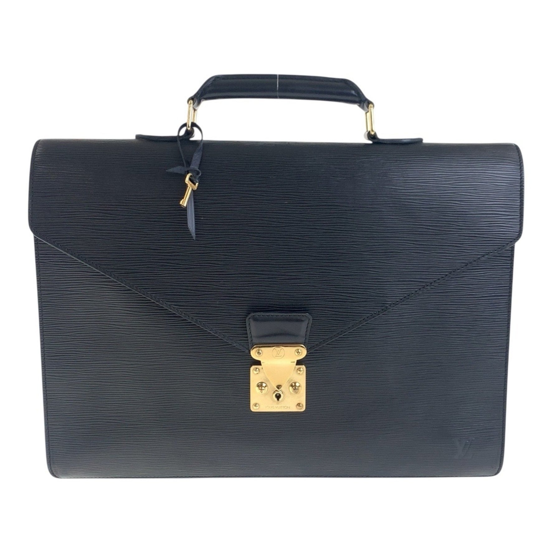 Louis Vuitton Epi Serviette Conseiller Noir Black Gold Hardware Leather Business Bag Briefcase