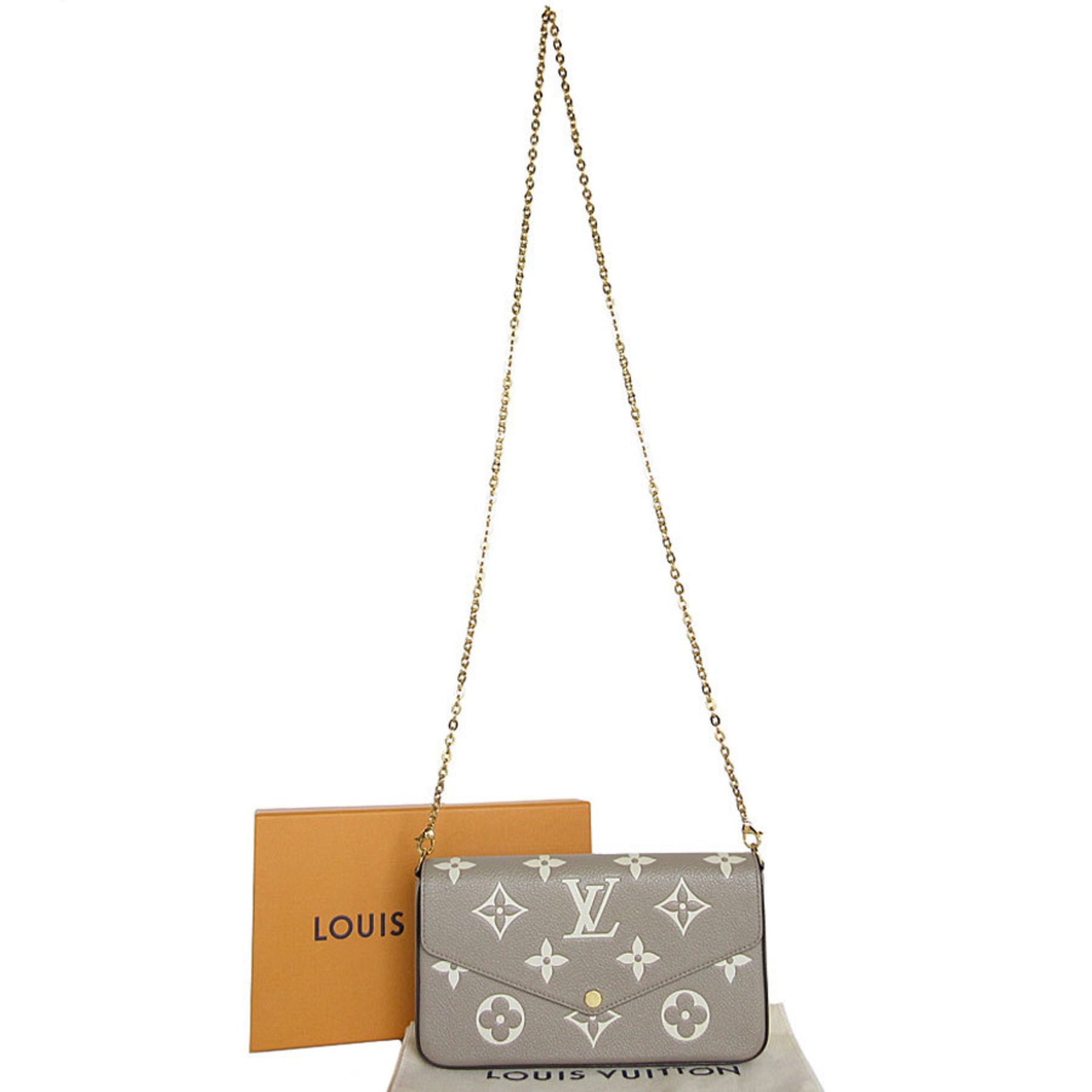 Louis Vuitton Shoulder Bag Monogram Empreinte Pochette Felicie Greige Gold