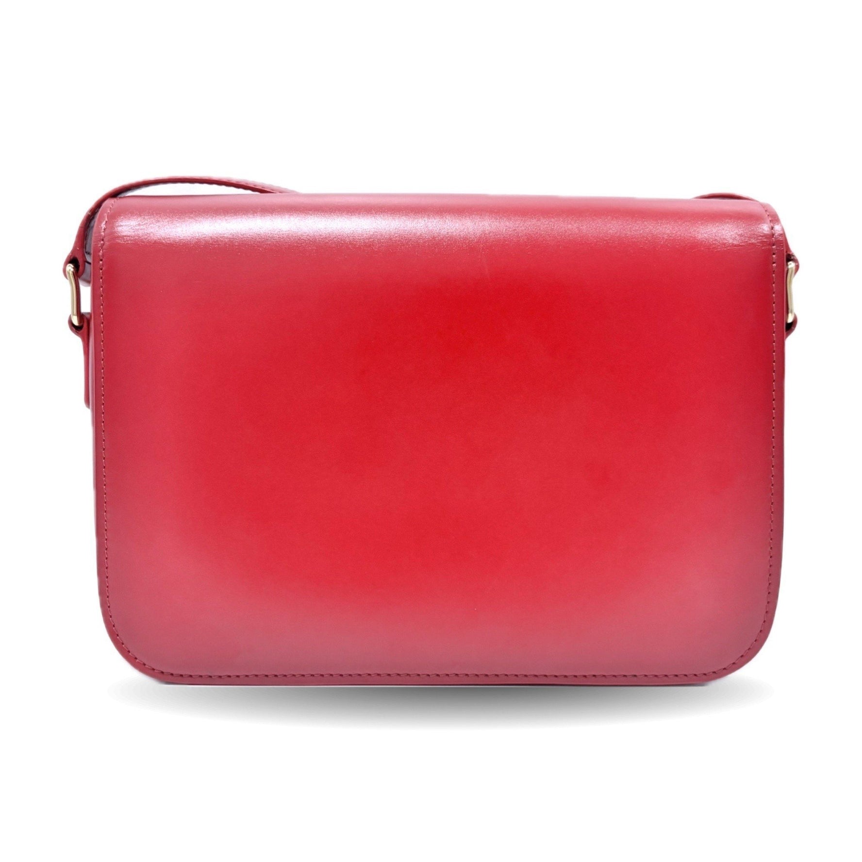 Celine Teen Triomphe bag in shiny calfskin and red leather.