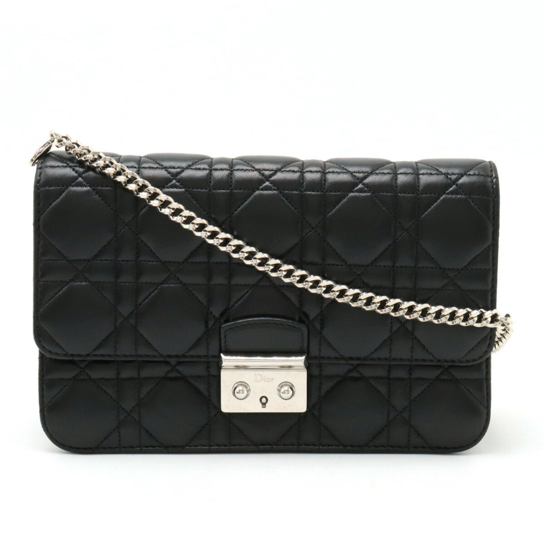 Christian Dior Miss Cannage New Rock Chain Wallet Clutch Bag Leather