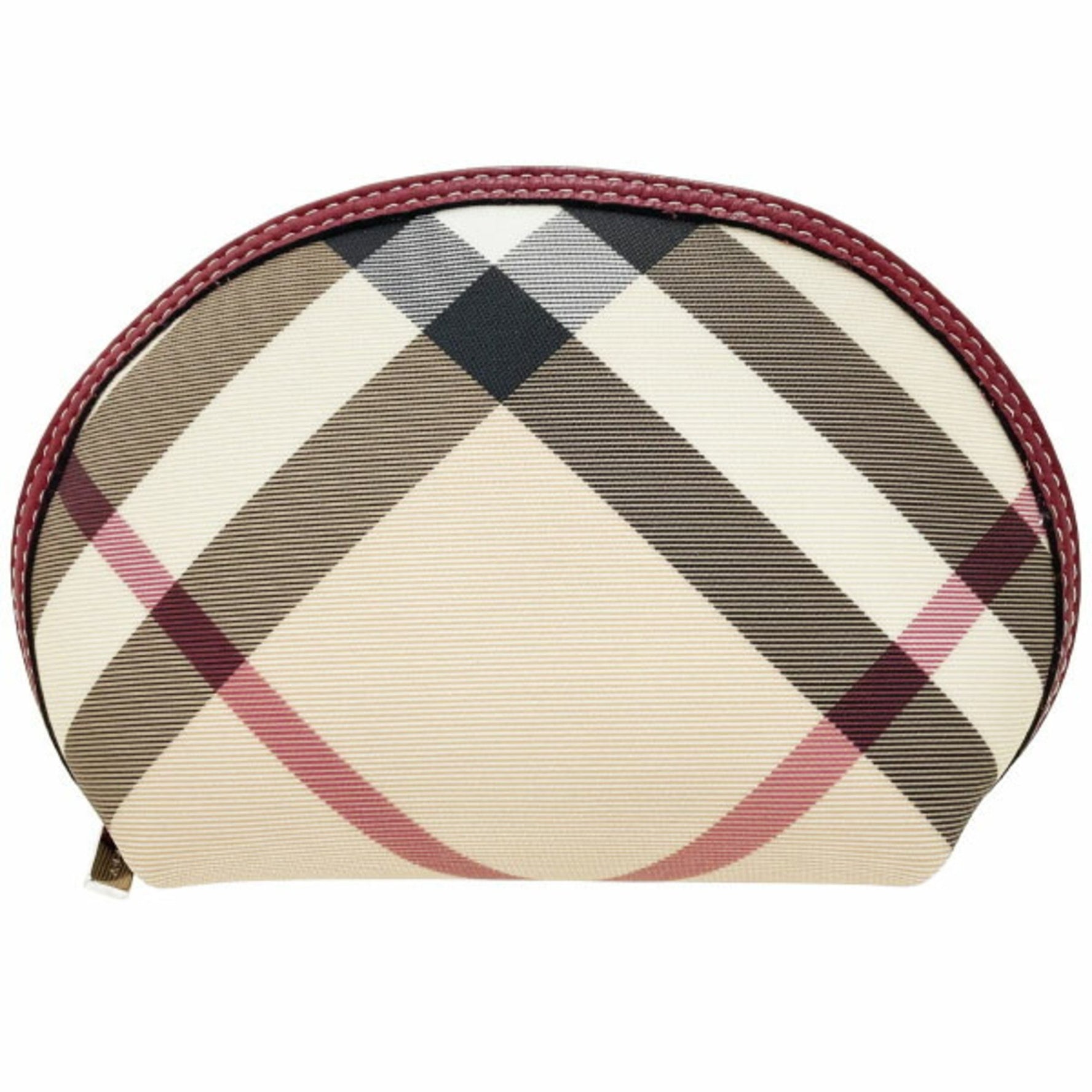 Burberry London Pouch Check PVC Beige Multicolor Red LONDON Pattern Tick