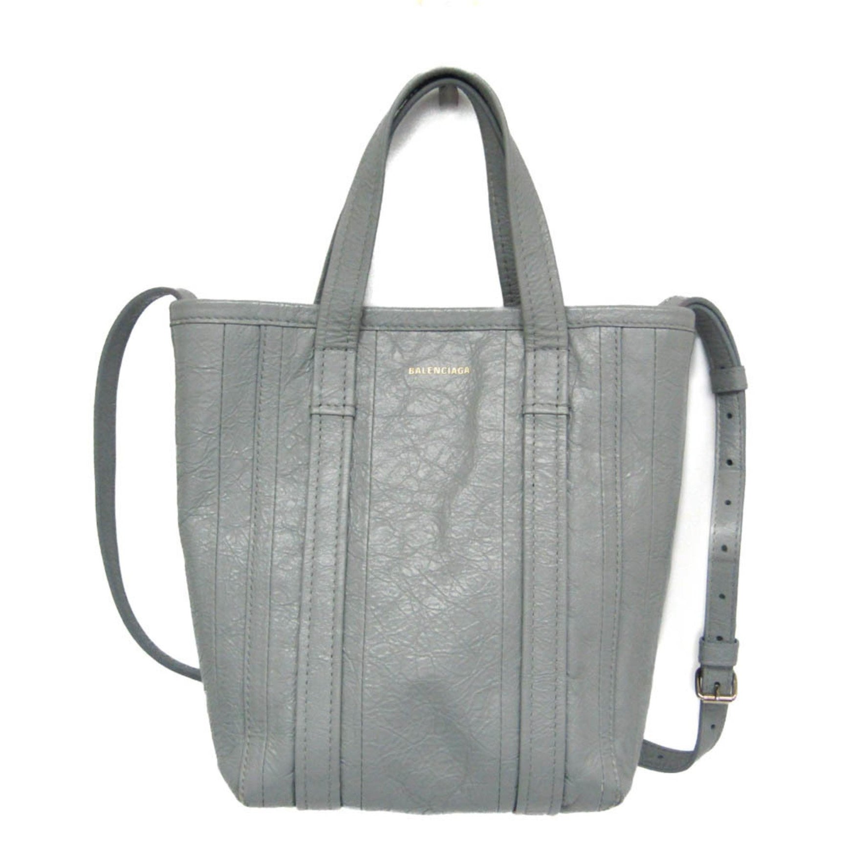 Balenciaga BARBES Men,Women Leather Handbag,Shoulder Bag Light Gray