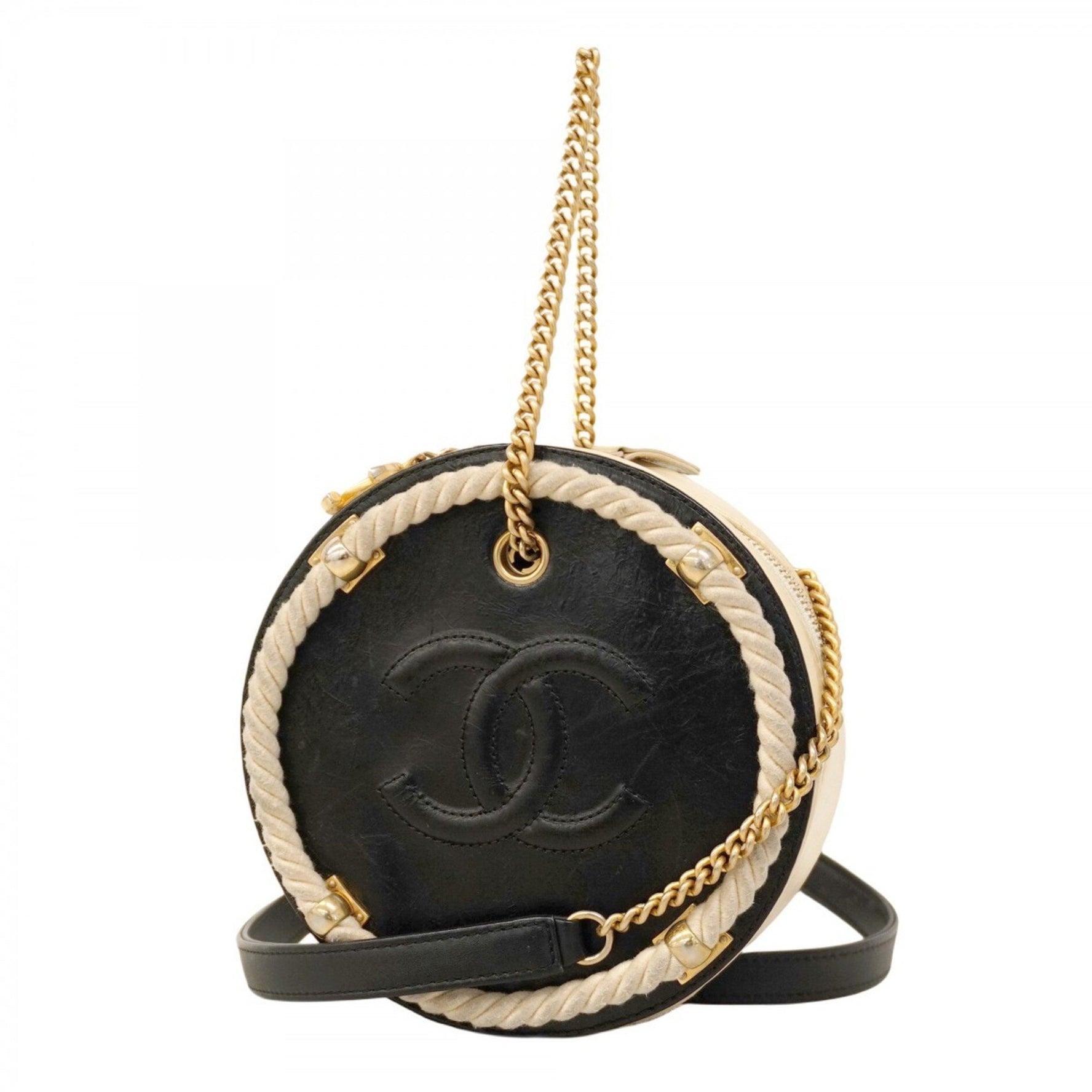 Chanel Matelasse Shoulder Bag, Chain Calfskin, Black and Ivory