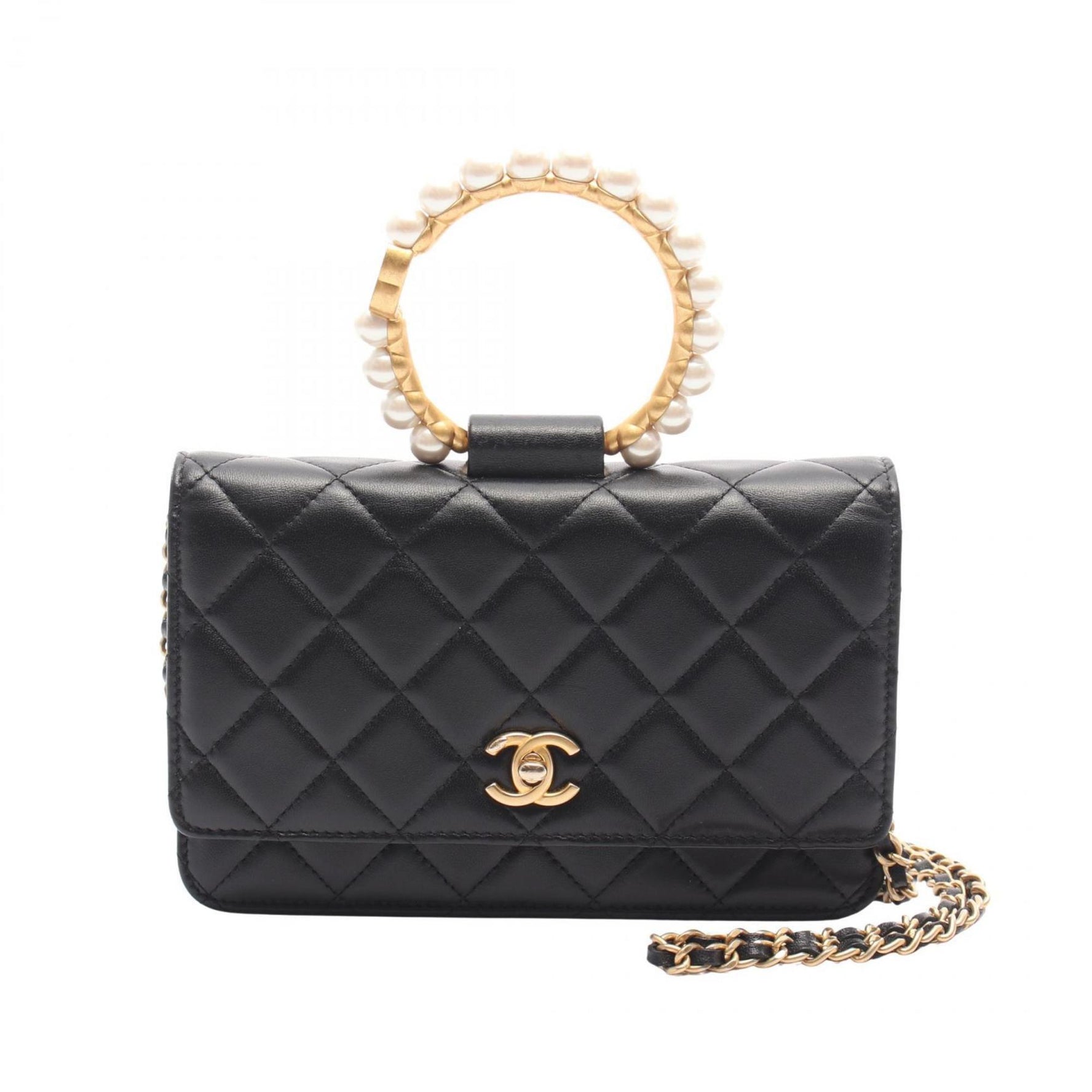 CHANEL Matelasse Loop Pearl Handle Shoulder Bag Lambskin (Sheepskin)