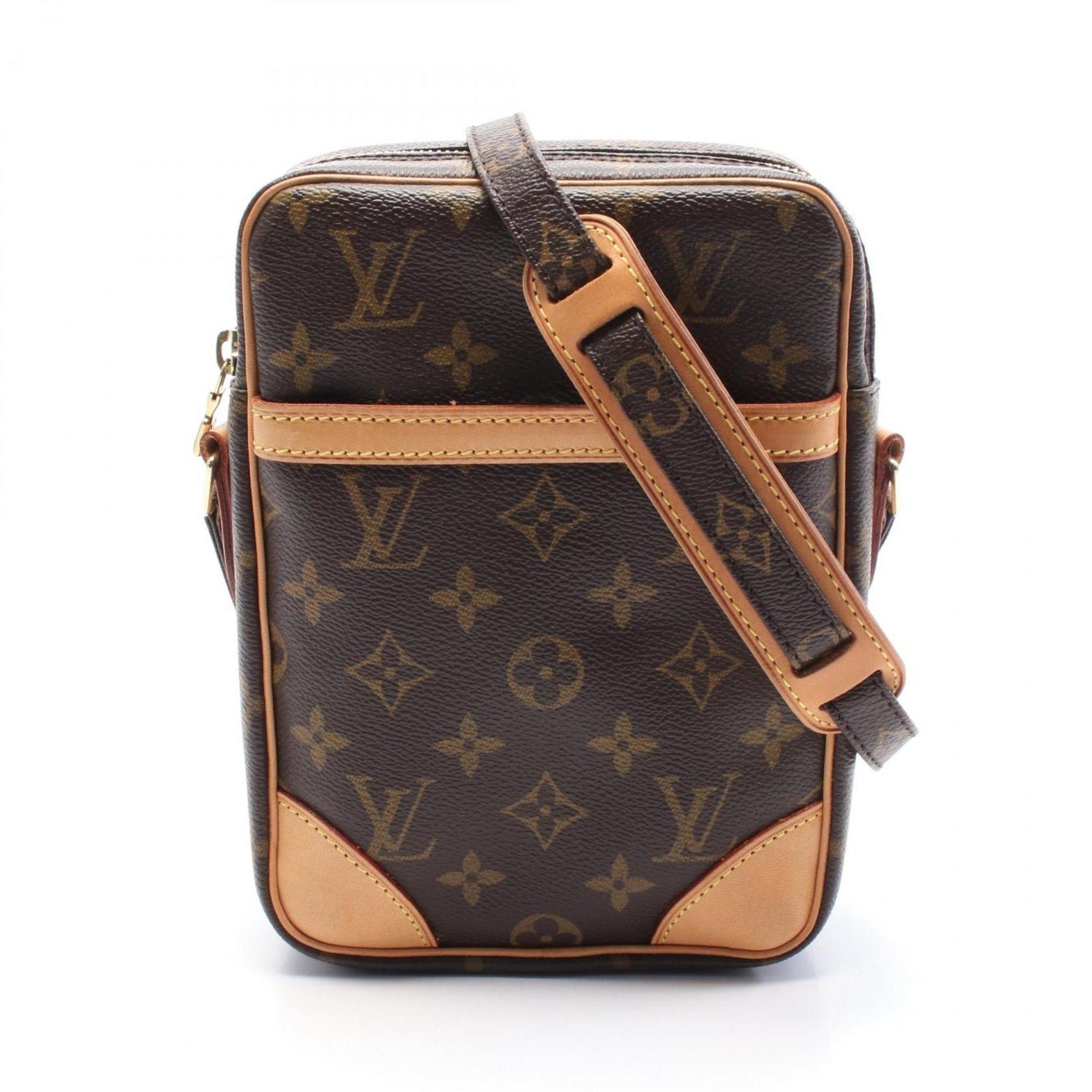 Louis Vuitton Danube Shoulder Bag Coated Canvas Leather Monogram Brown