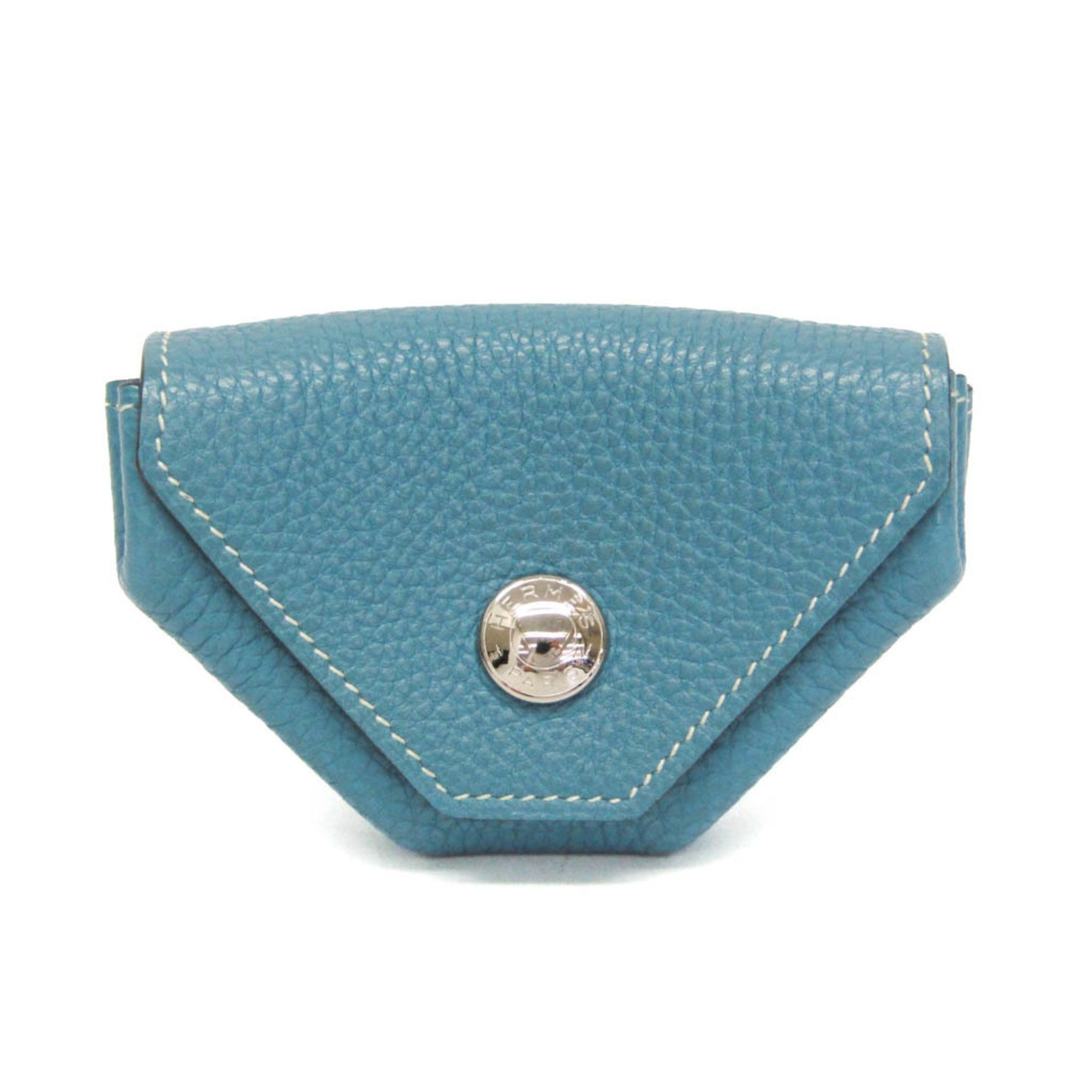 Hermes LE 24 Women,Men Togo Leather Coin Purse/coin Case Blue Jean
