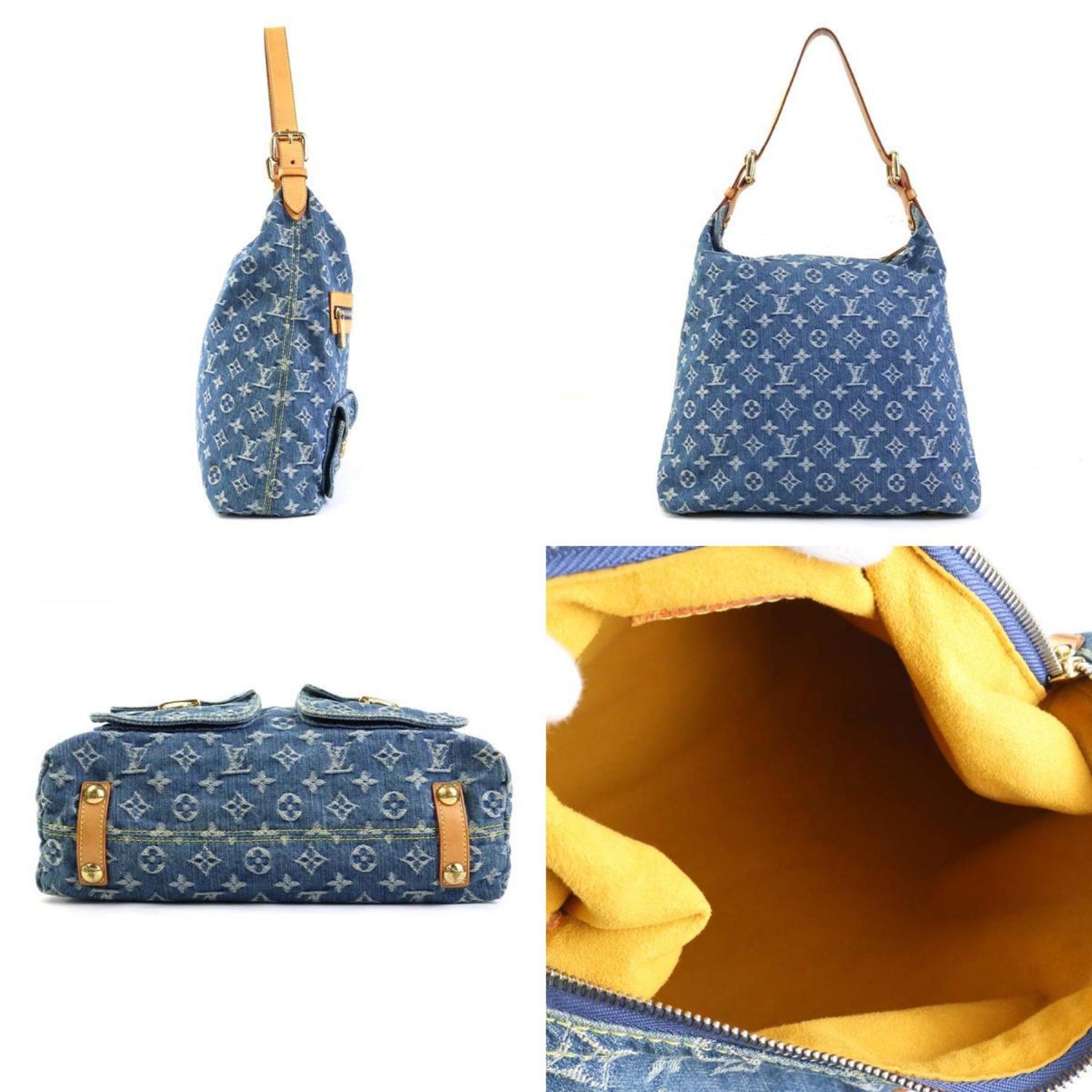 Louis Vuitton Shoulder Bag Monogram Denim Baggy GM Gold
