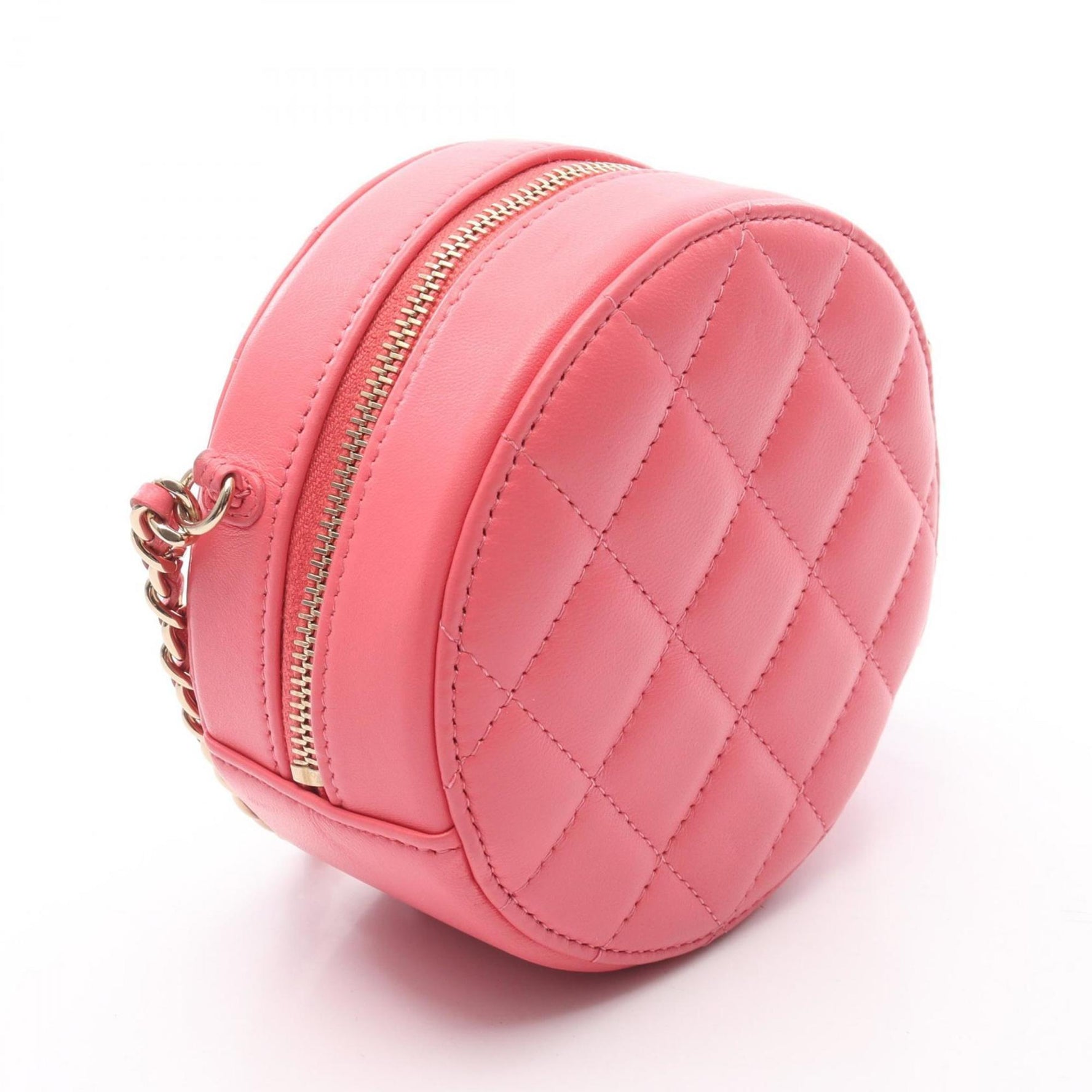 CHANEL Matelasse Round Mini Shoulder Bag in Lambskin Leather