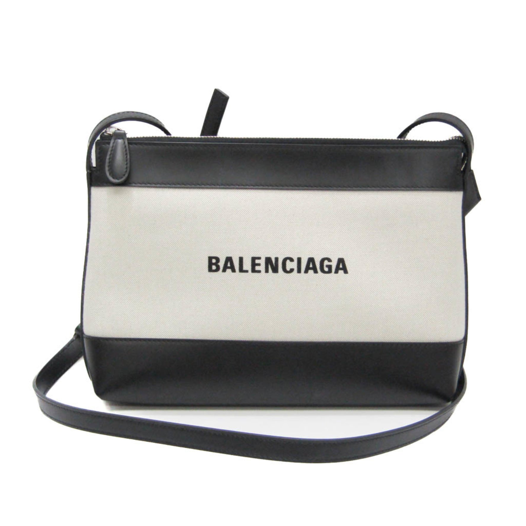 Balenciaga Canvas,Leather Shoulder Bag Black,Light Beige
