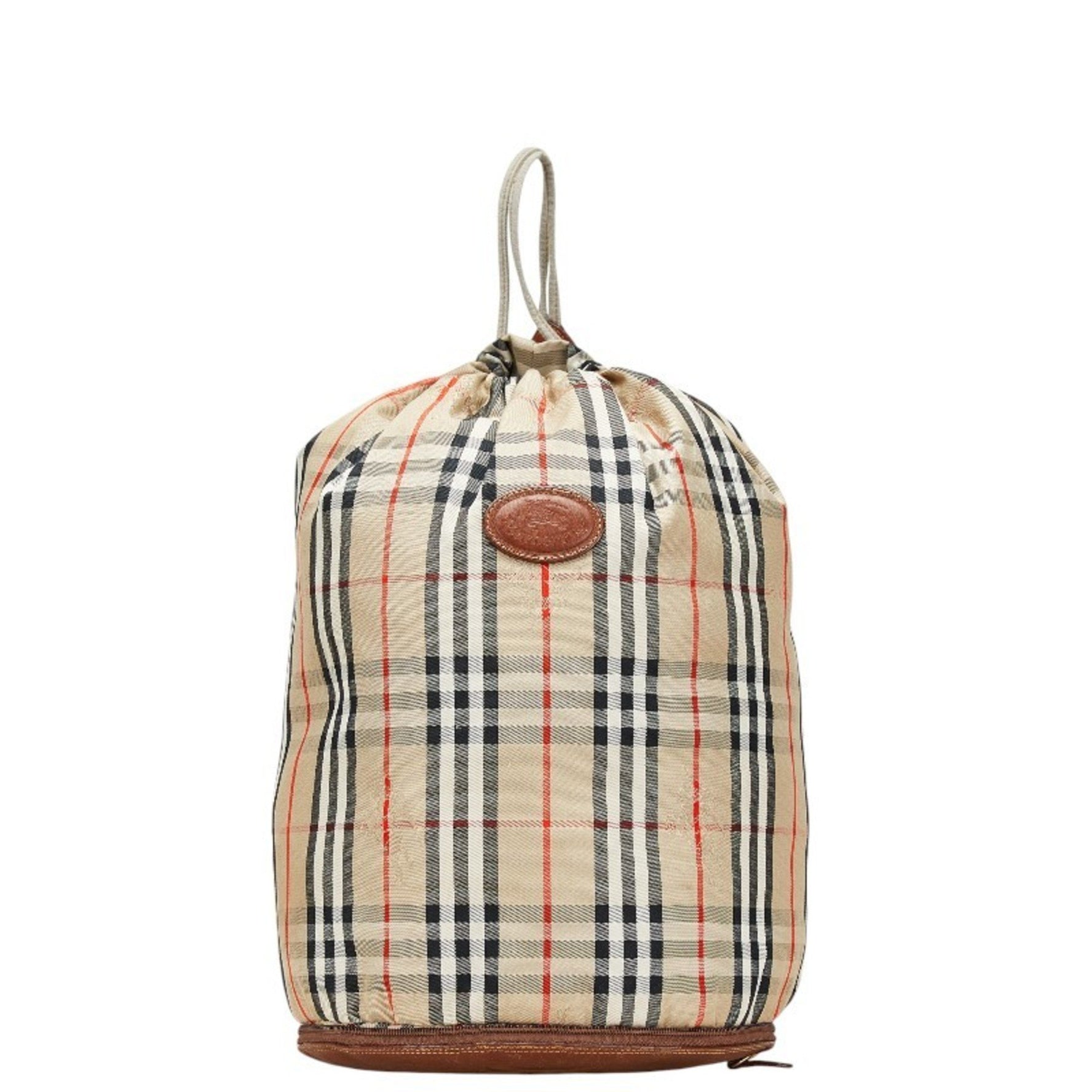 Burberry Nova Check Shadow Horse One-Shoulder Bag in Beige Multicolor Canvas and Leather.