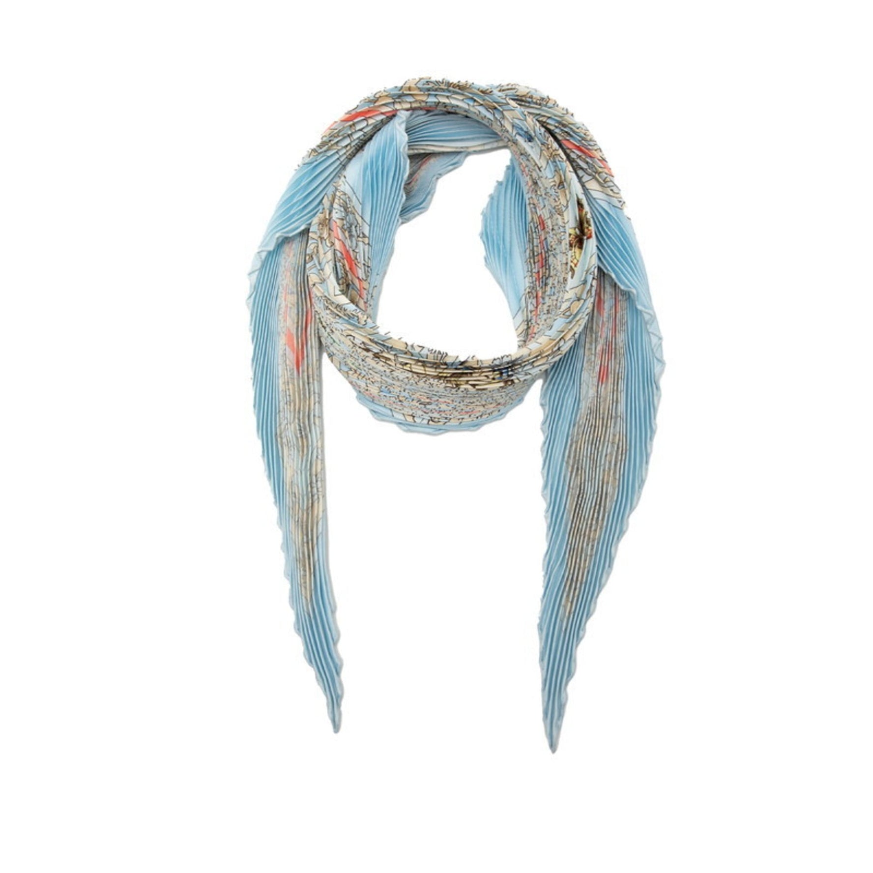Hermes Hermès Carré 90 Joyaux de l'ete Summer Jewel Pleated Scarf in Blue and Multicolor Silk