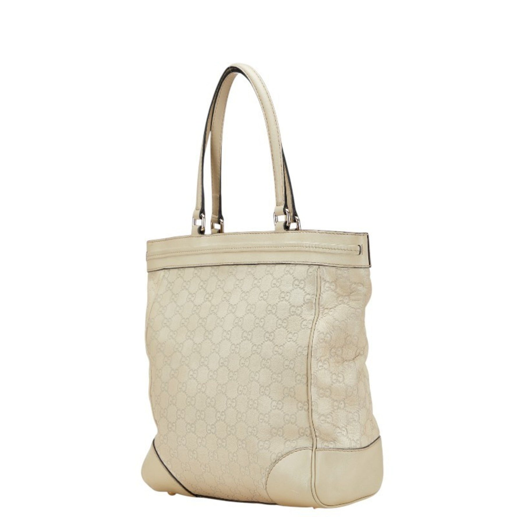 Gucci Guccissima Tote Bag Handbag White Ivory Leather
