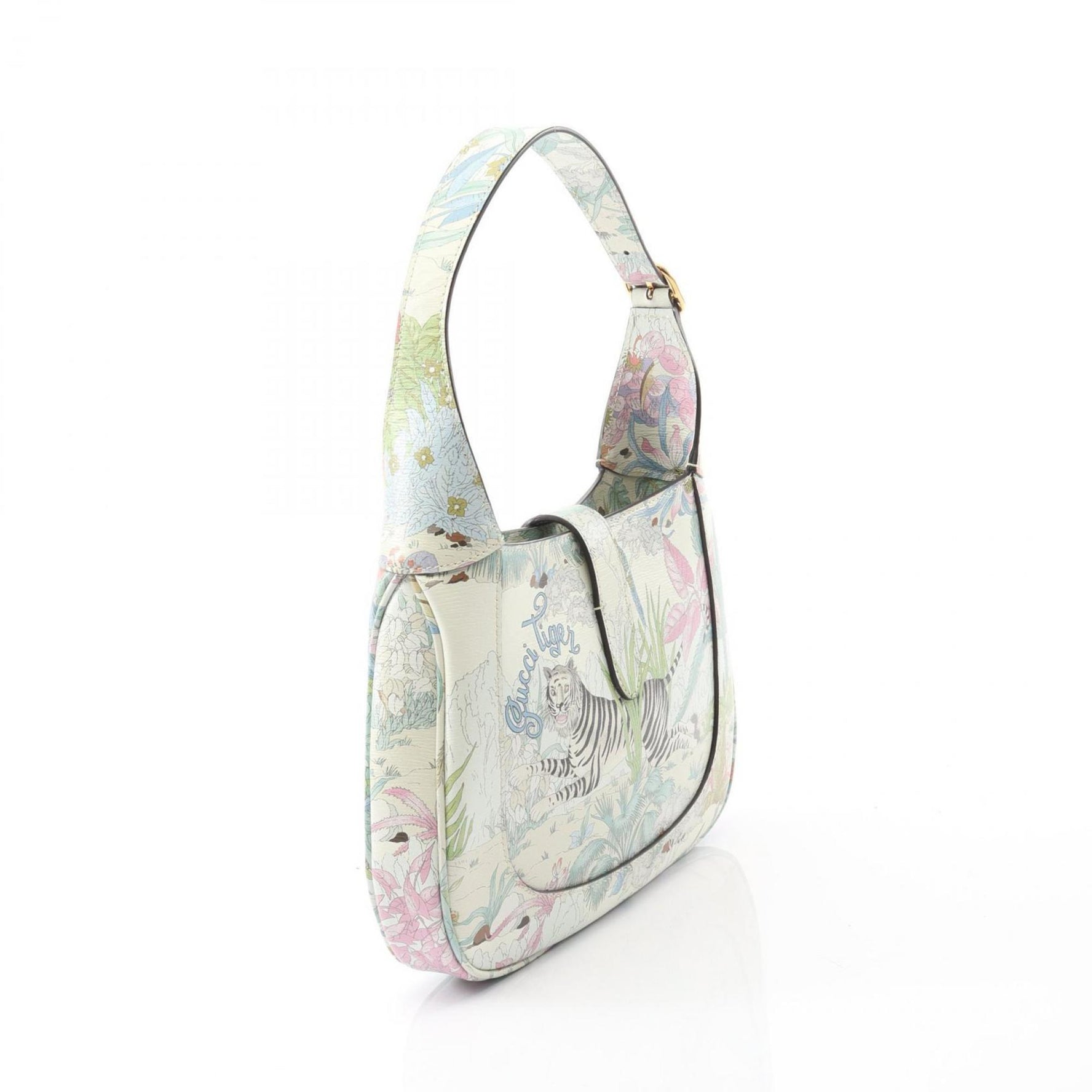 Gucci Tiger Jackie 1961 Small Leather Shoulder Bag, Blue Multicolor