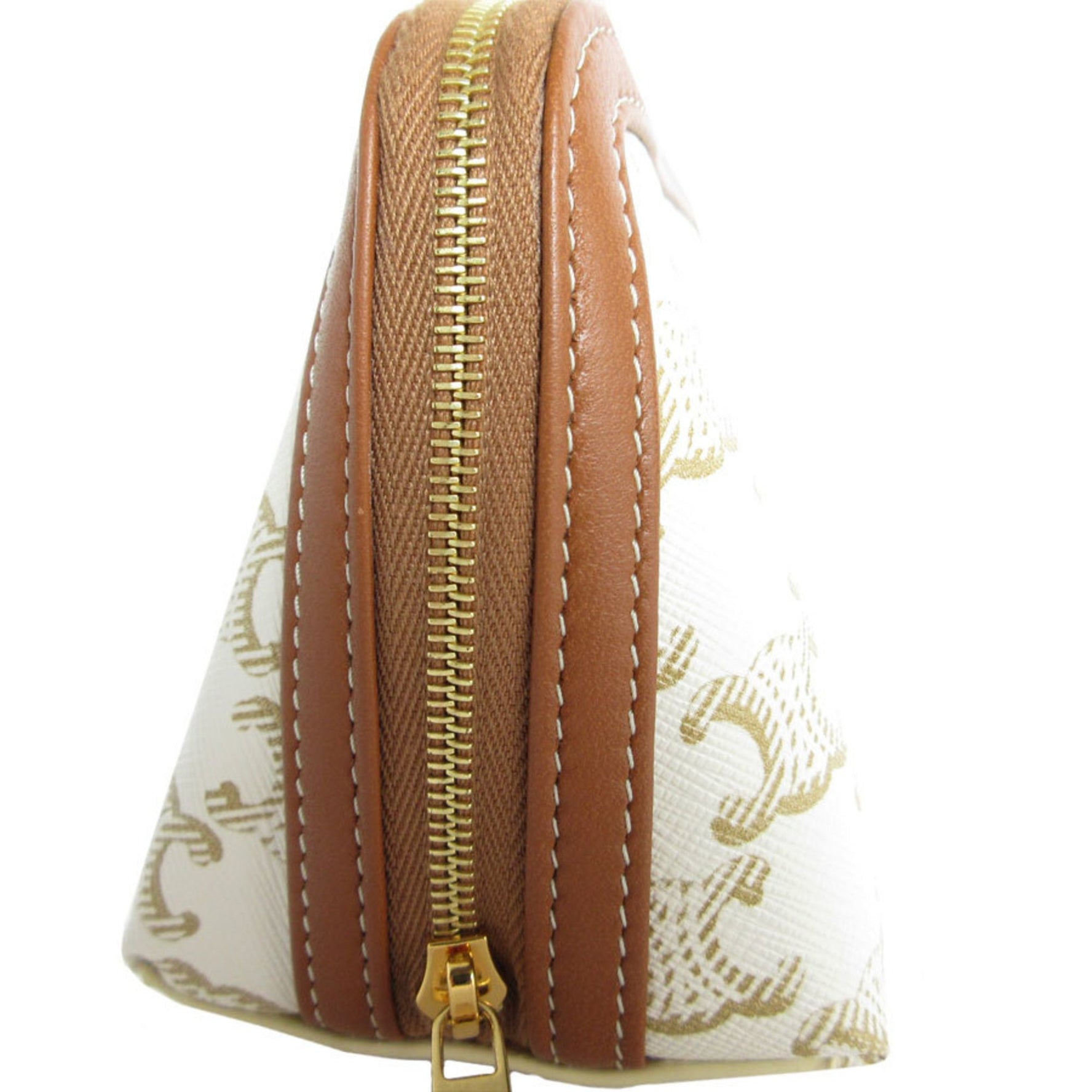 CELINE shoulder bag pouch Triomphe leather off-white brown gold