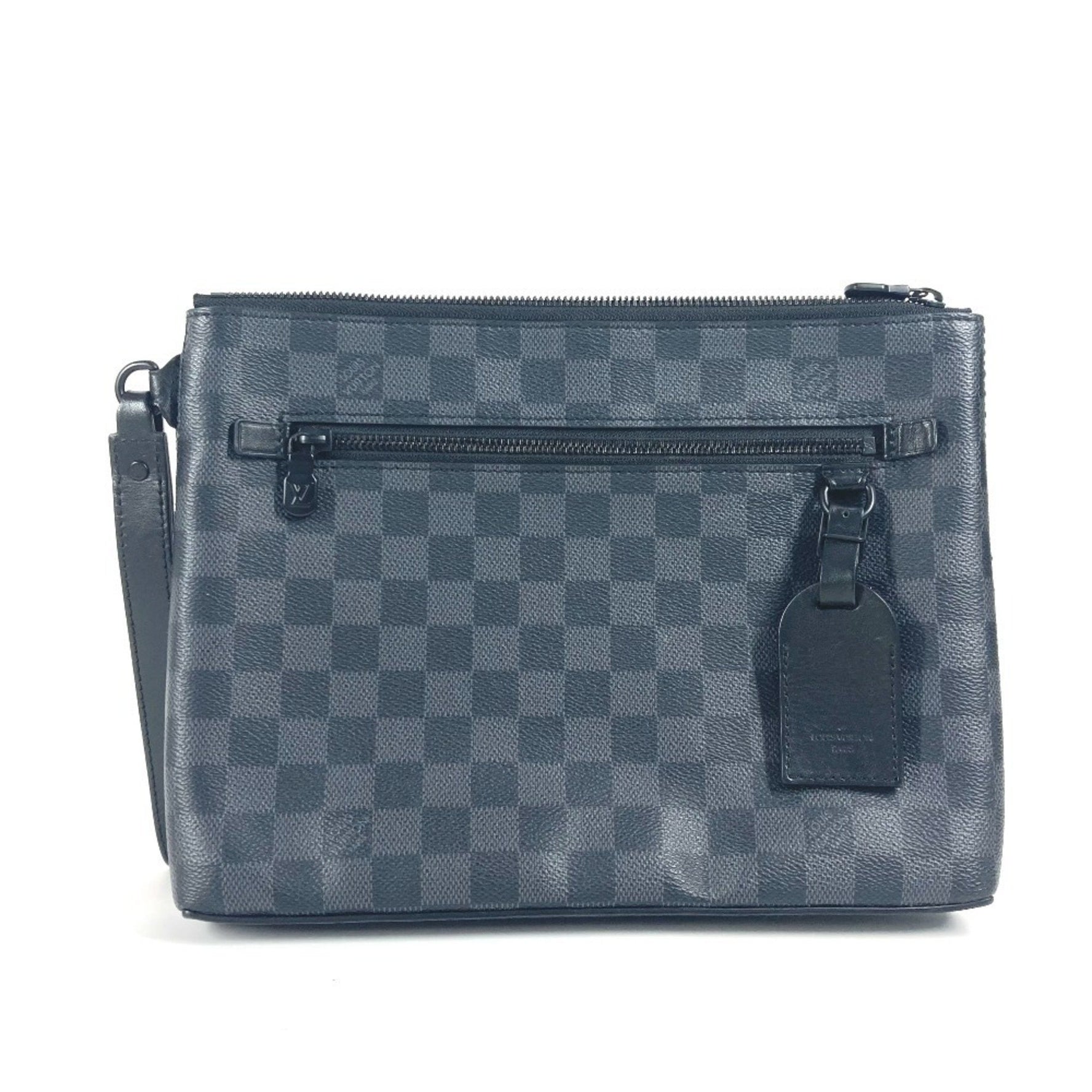 Louis Vuitton Damier Graphite Take-Off Pouch Bag Second Clutch with Strap Canvas Men's