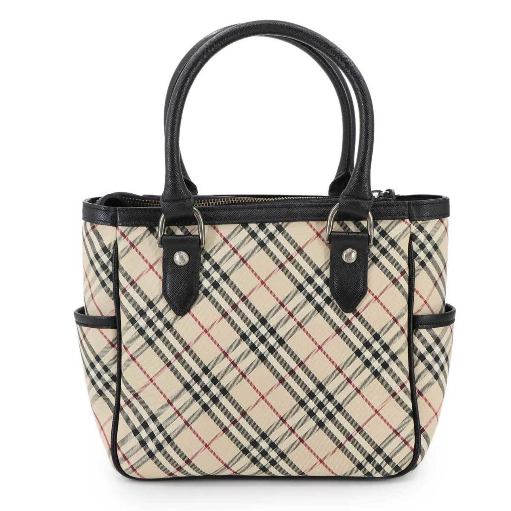 Burberry Nova Check Handbag in Canvas and Leather, Beige Black