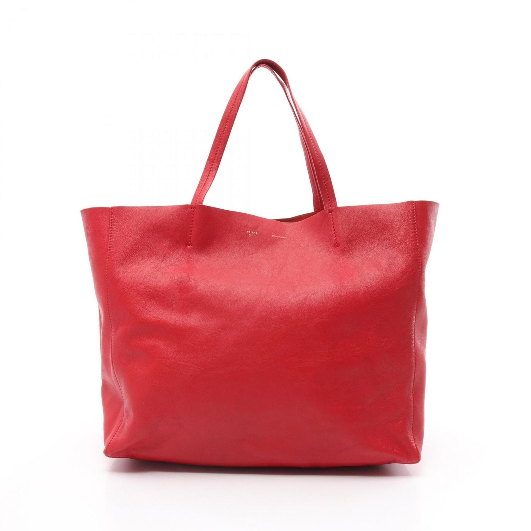 Celine Horizontal Cabas Tote Bag, Leather, Red