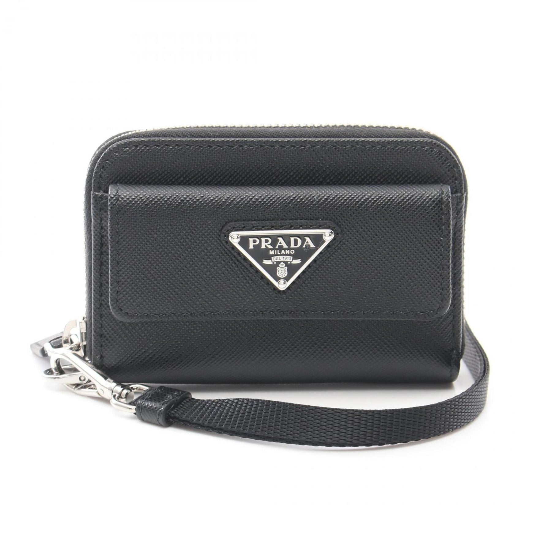 PRADA SAFFIANO TRIANG Wallet/Coin Case Wallet Saffiano Leather Women's Black 2MR044QHHF0002