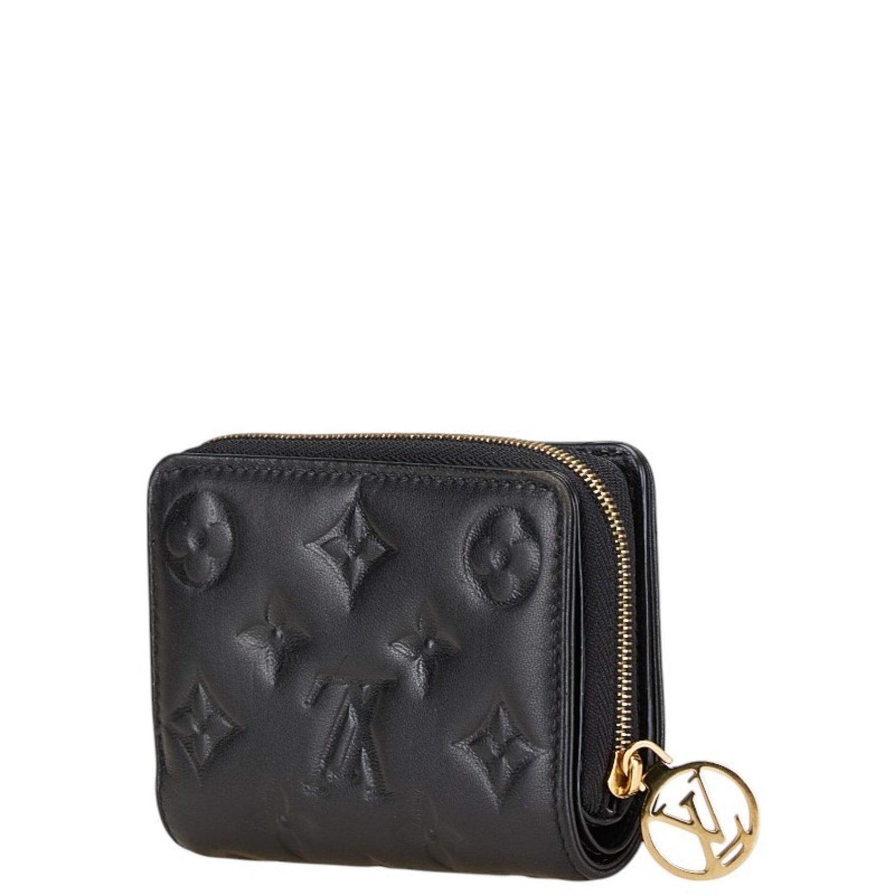 Louis Vuitton Monogram Portefeuille Lou Round Long Wallet Noir Black Lambskin