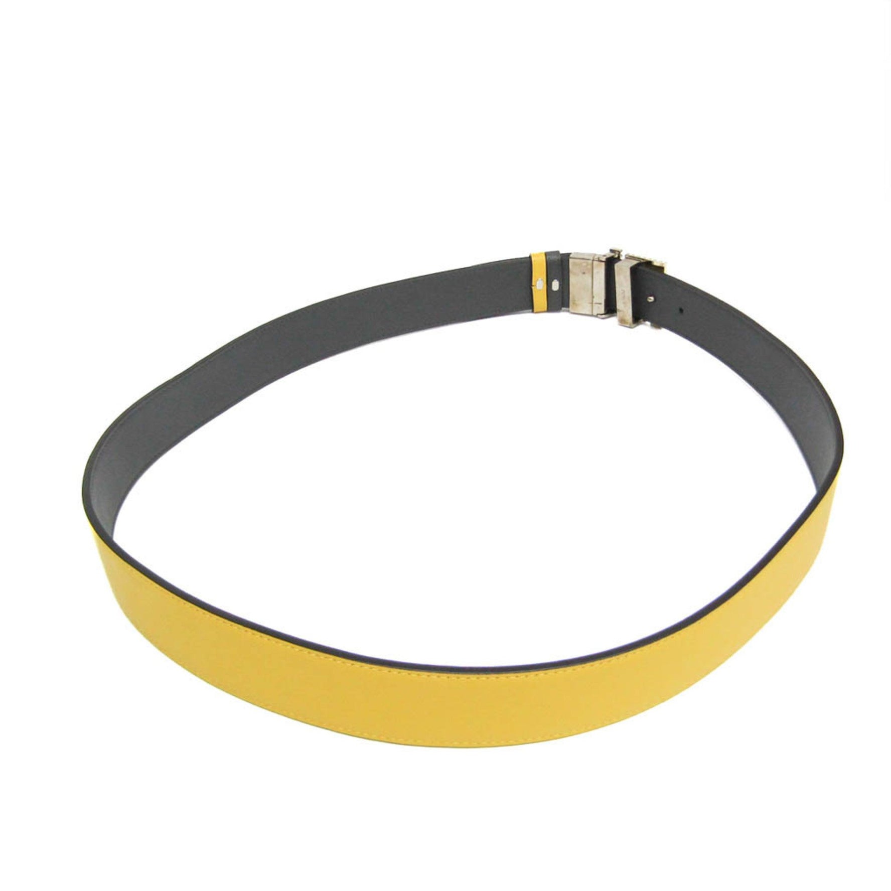 Fendi FF Logo Men,Women Leather Standard Belt Gray,Yellow