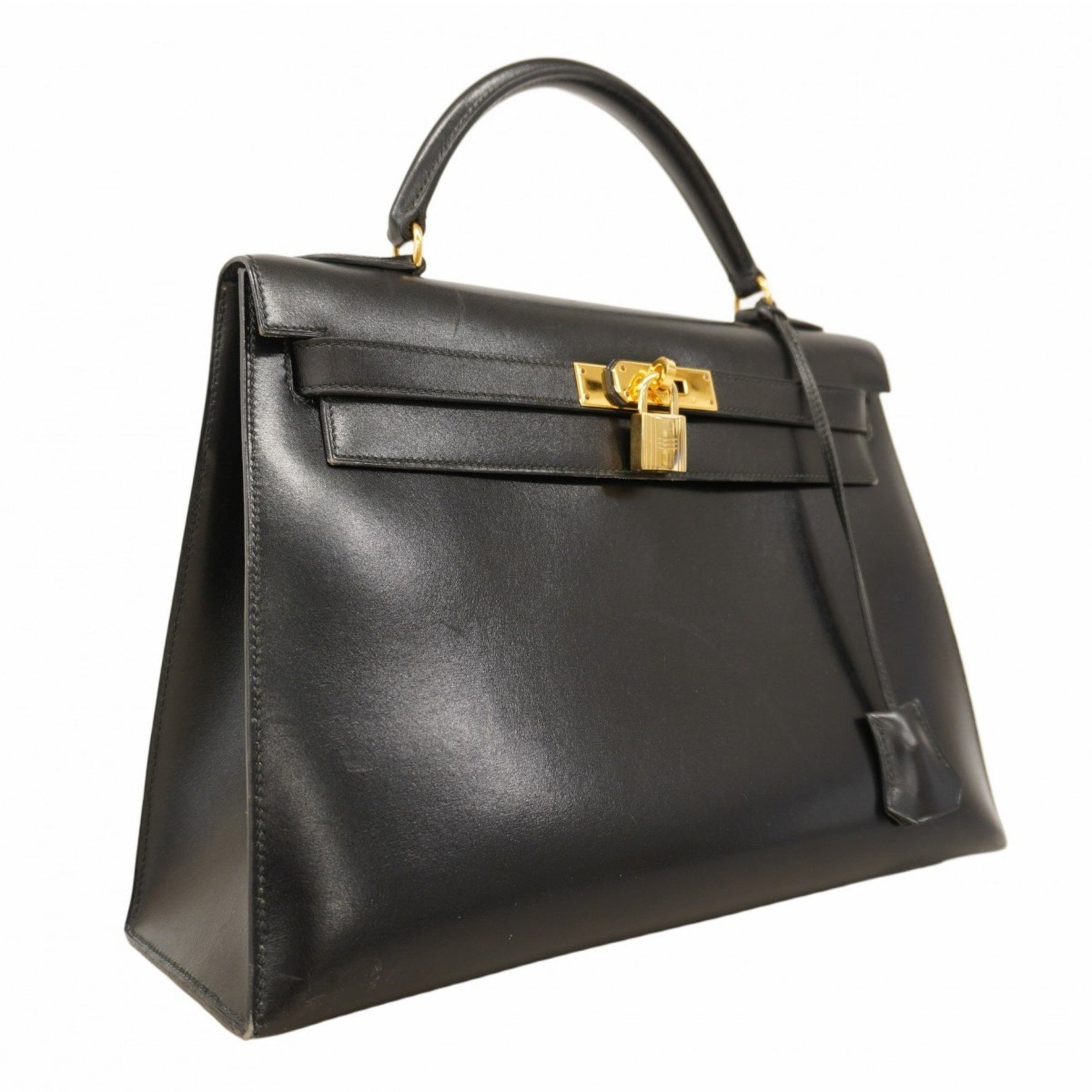 Hermes Hermès Kelly 32 Handbag, Box Calf Leather, Black, XX Stamped, 2-Way Bag for Women