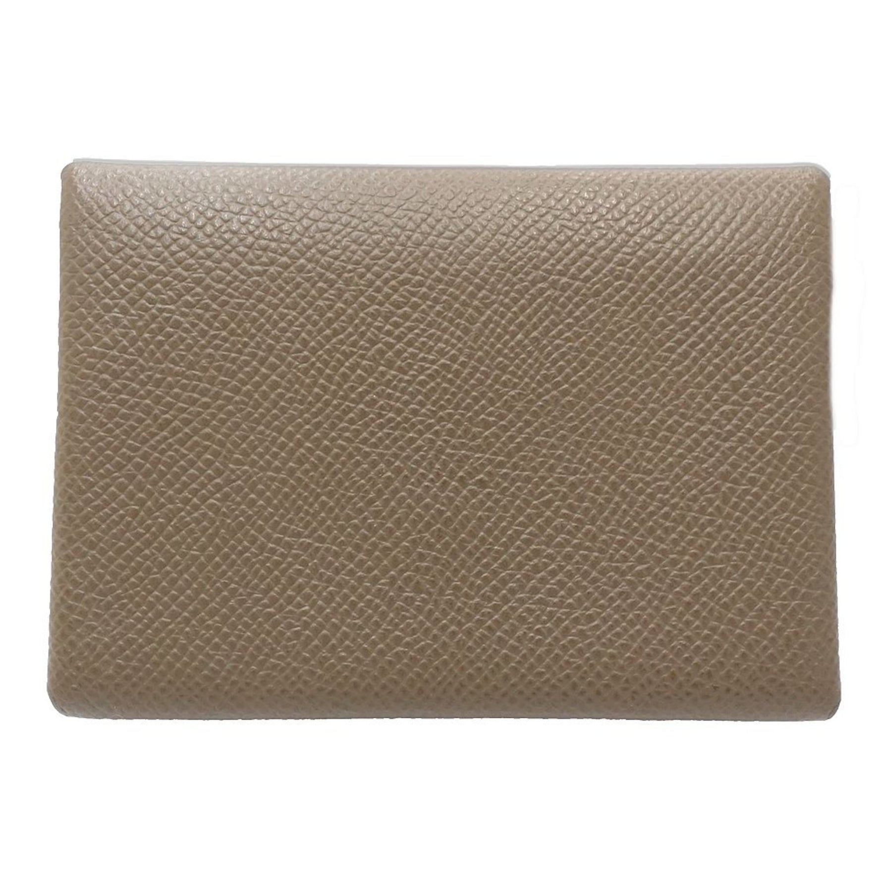 HERMES Wallet/Coin Case Calvi Duo B Stamped Epsom Leather Etoupe