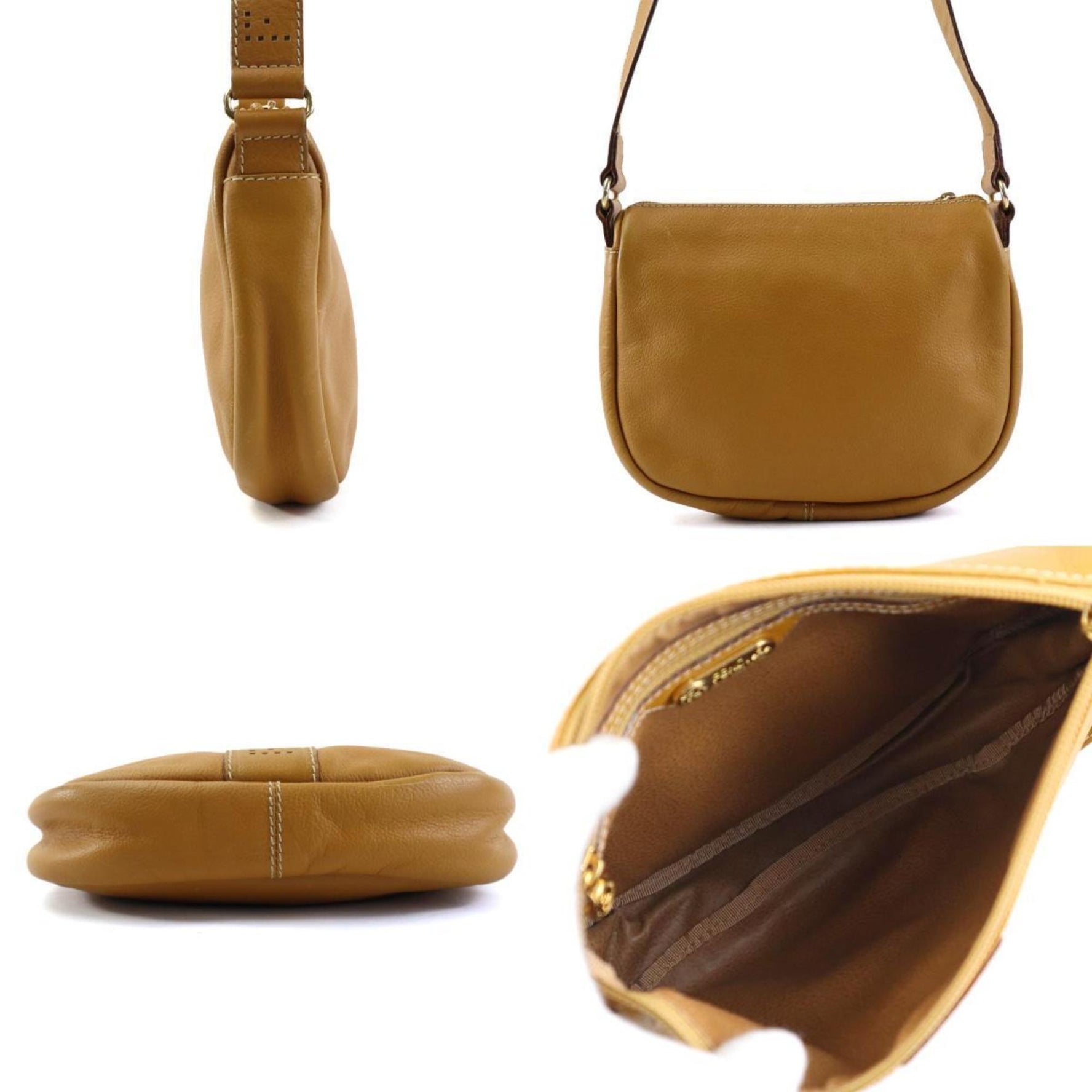 FENDI Shoulder Bag Leather Gold