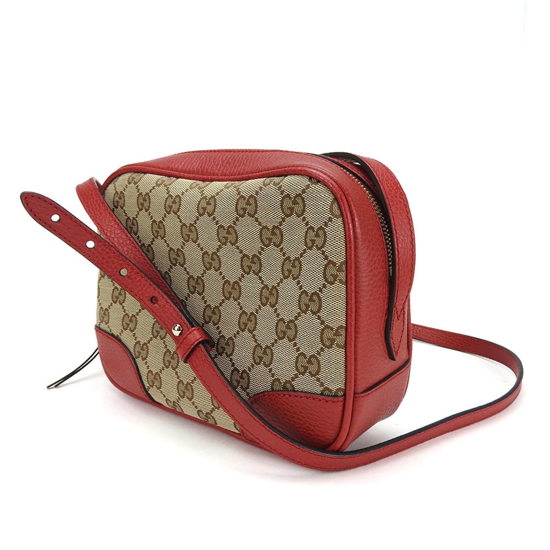 Gucci shoulder bag GG canvas beige red leather accent color ladies