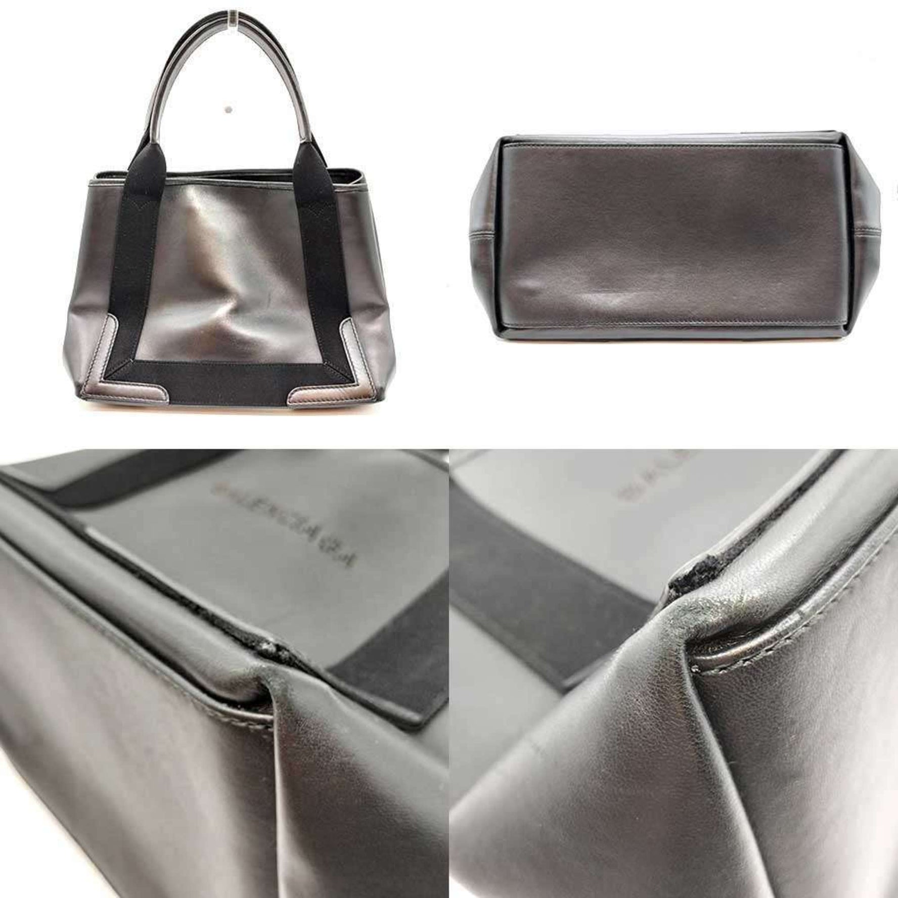 Balenciaga Navy Cabas S size Leather Handbag Tote Bag Punching