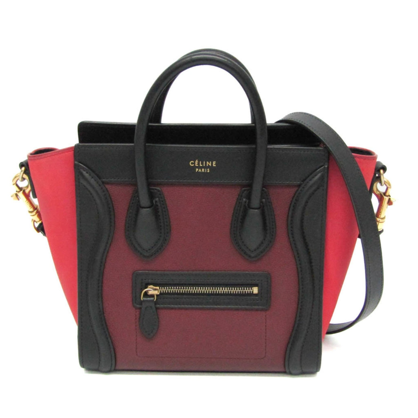 Celine Luggage Nano Shopper Leather Handbag,Shoulder Bag Black,Bordeaux,Pink