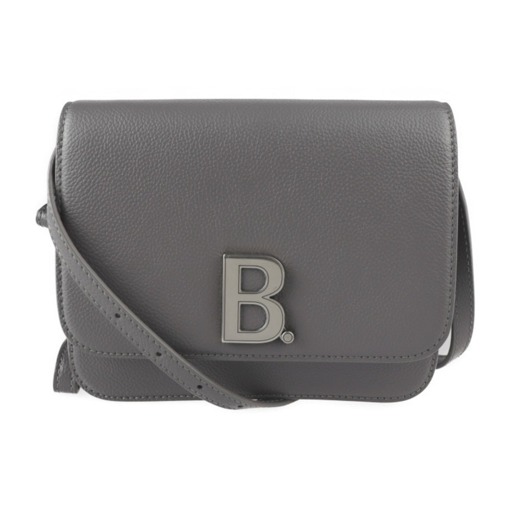 BALENCIAGA shoulder bag leather silver metal fittings wristlet clutch B logo