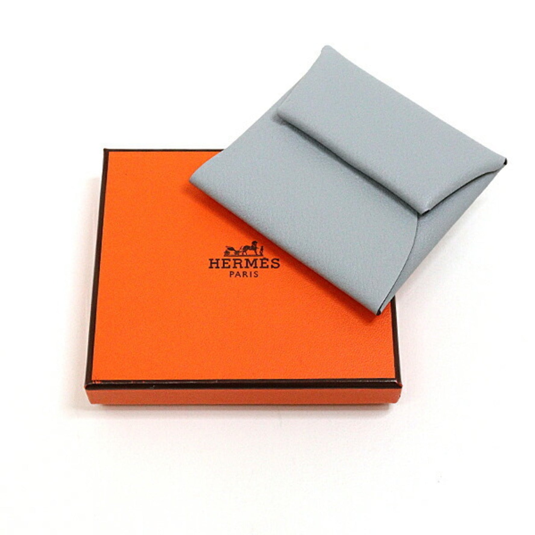 Hermes Coin Case Bastia Evercolor Blue Glacier W Engraved Purse Wallet Unused Item