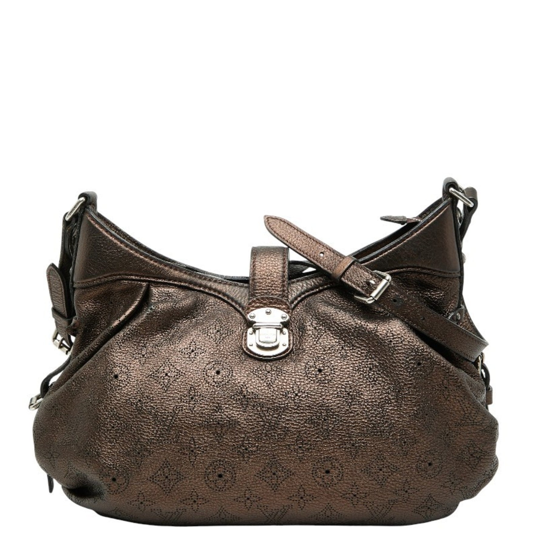 Louis Vuitton Monogram Mahina L Handbag Moldore Brown Leather