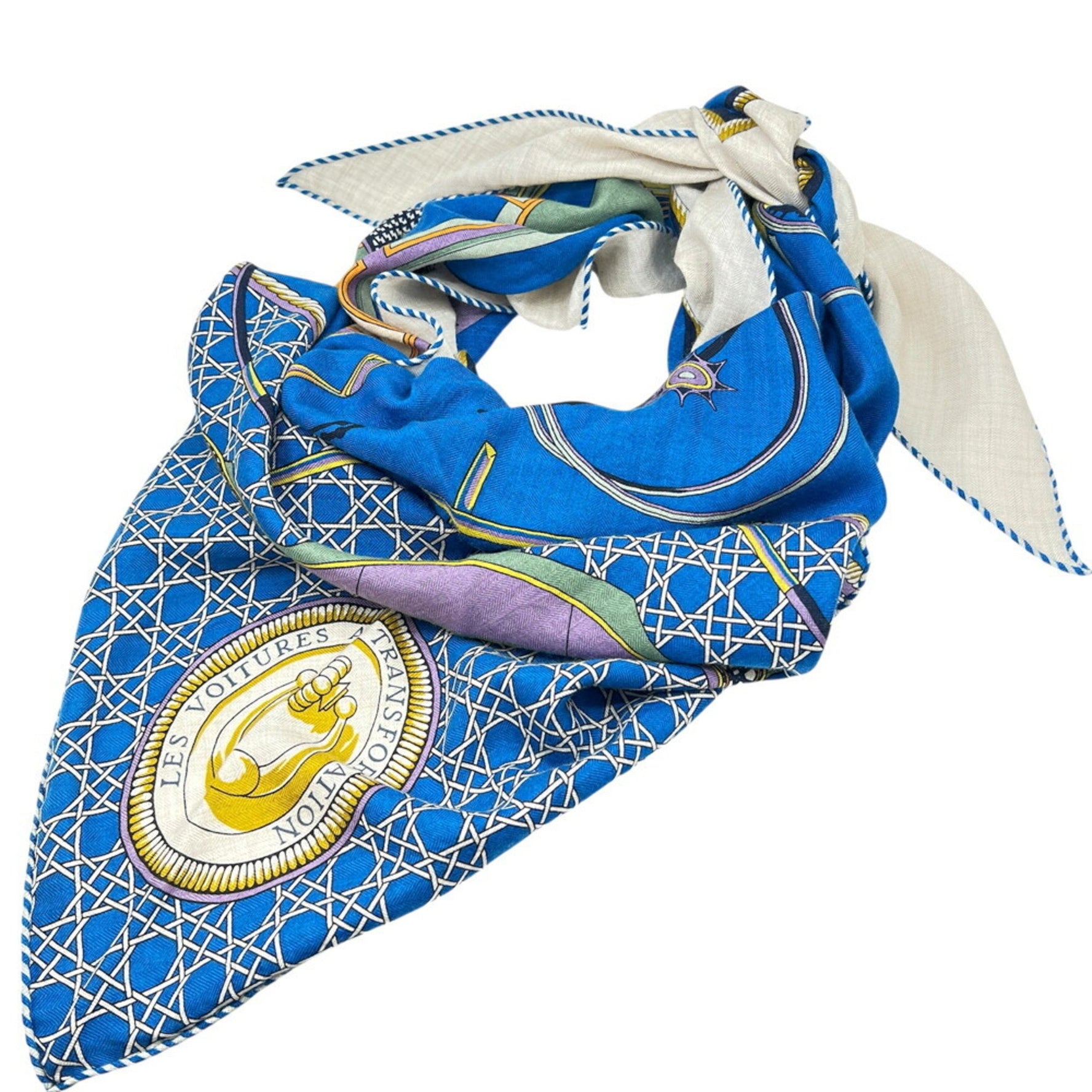 HERMES Triangle Geant Scarf/Muffler/Shawl Silk Cashmere