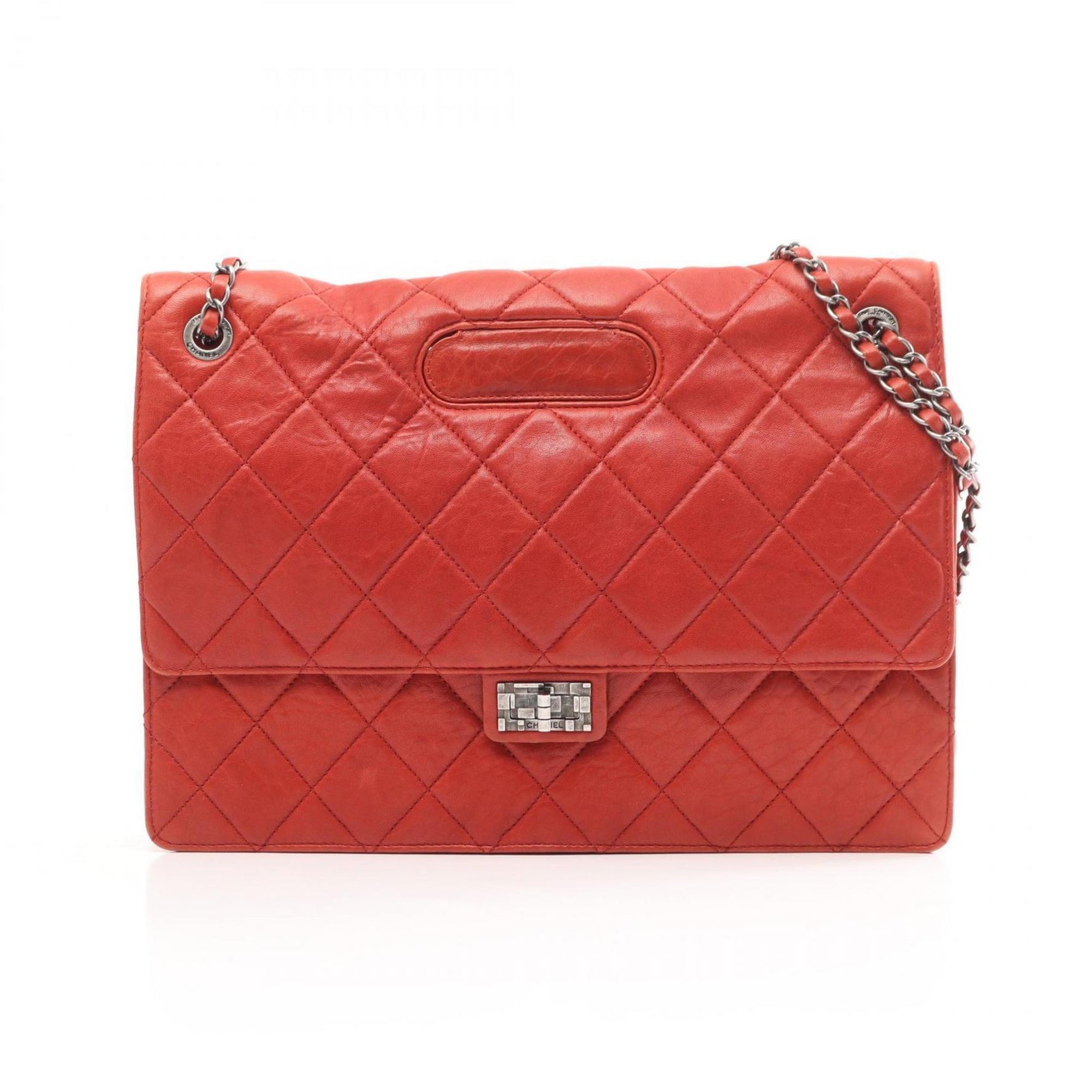 CHANEL 2.55 Matelasse Shoulder Bag Lambskin (Sheepskin) Red