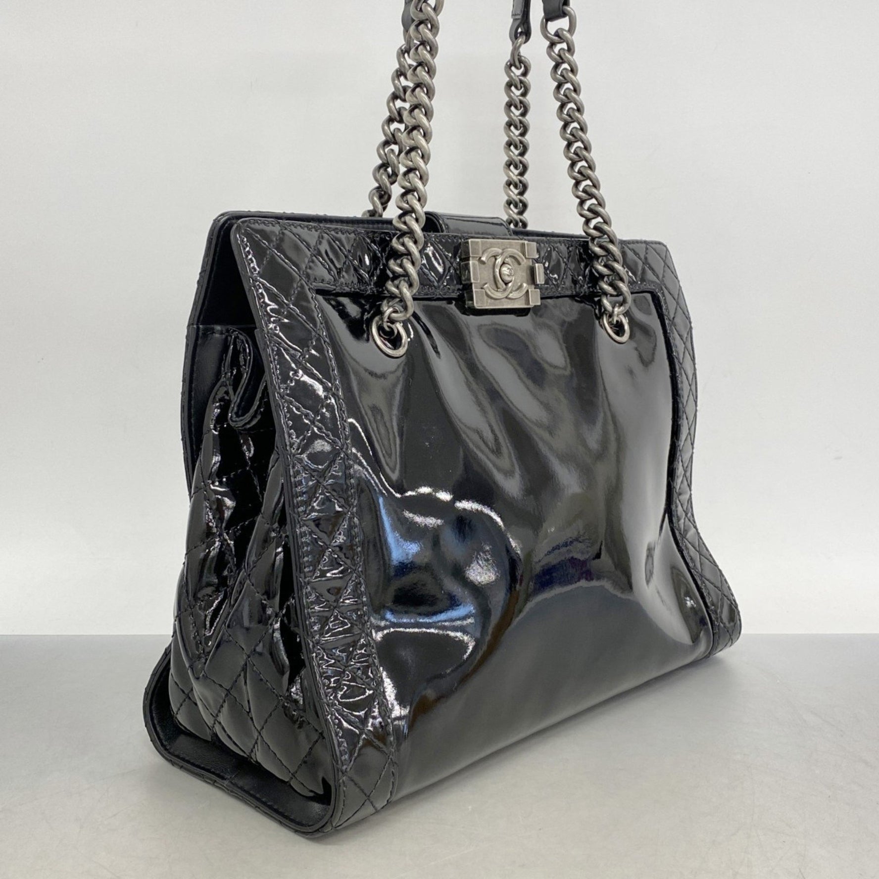 Chanel Boy Shoulder Bag, Chain Patent Leather