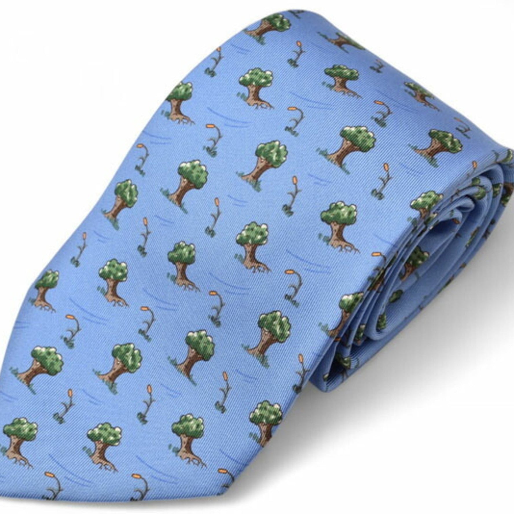 Hermes tie, unused, silk twill light blue, tree style